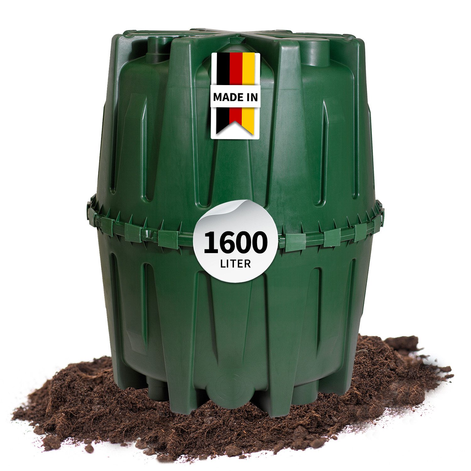 GARANTIA Wasserreservoir HERKULES Sammelgrube 1600 Liter grün, inkl. Stützrohr, 1600 l