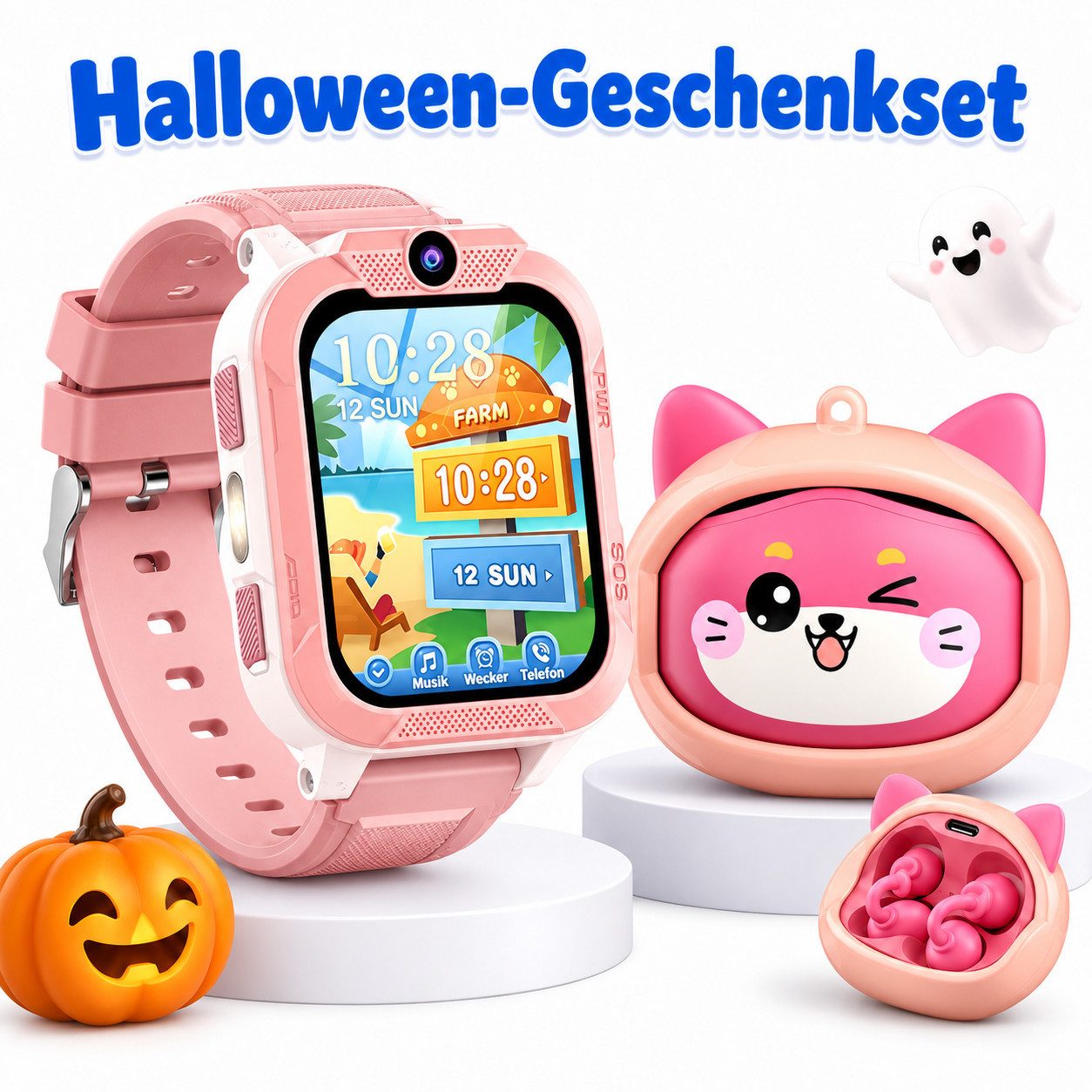 blackview Z40Pro + AirBuds K1 Kinder-Set – Smartwatch & Open-Ear-Kopfhörer Smartwatch, Open-Ear-Kopfhörer, GPS+LBS+WiFi, Halloween …