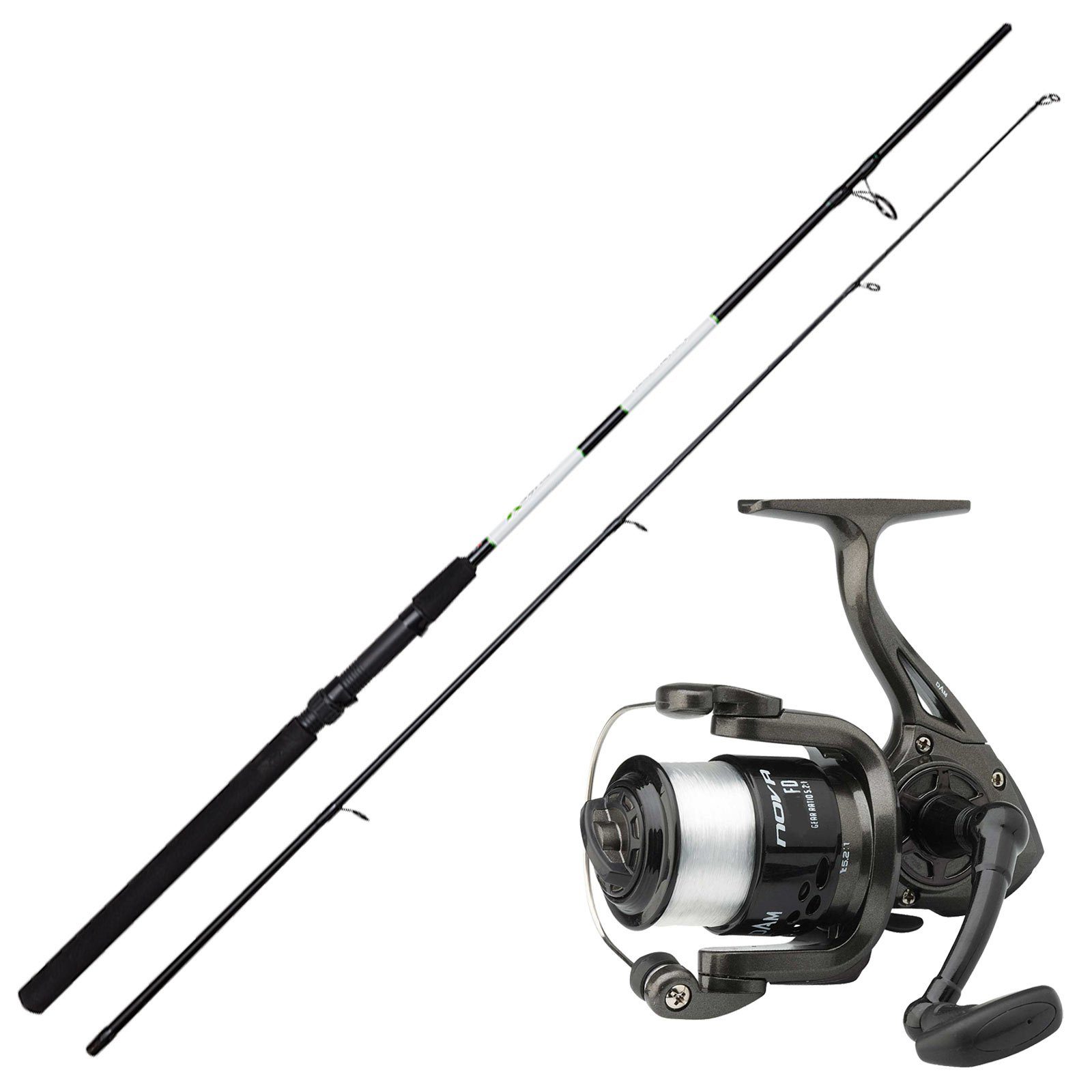 DAM Fishing Spinnrute, Angelset komplett Profi - DAM Forellen angeln Combo No2 Rute & Rolle & Schnur Angelcombo