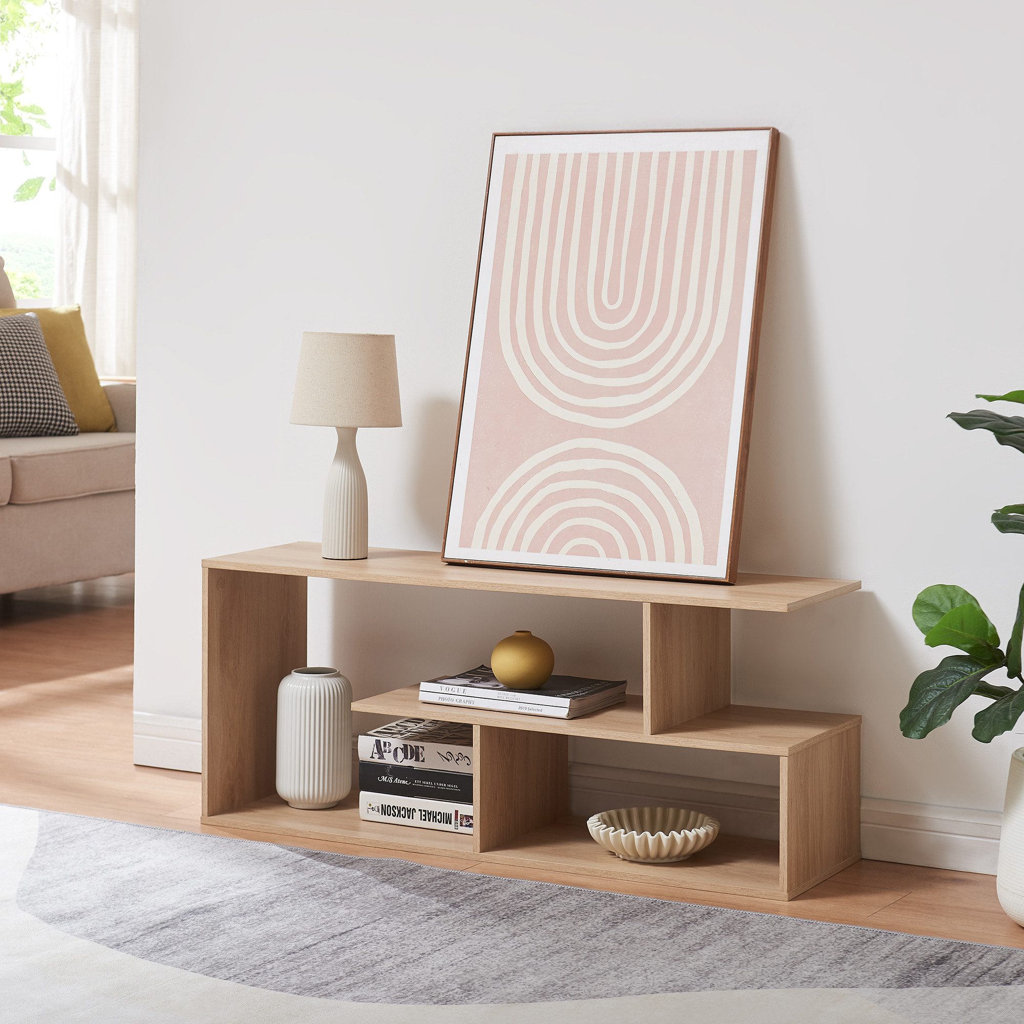 en.casa TV-Regal, »Anän« offen 100 x 30 x 42 cm Eicheoptik günstig online kaufen