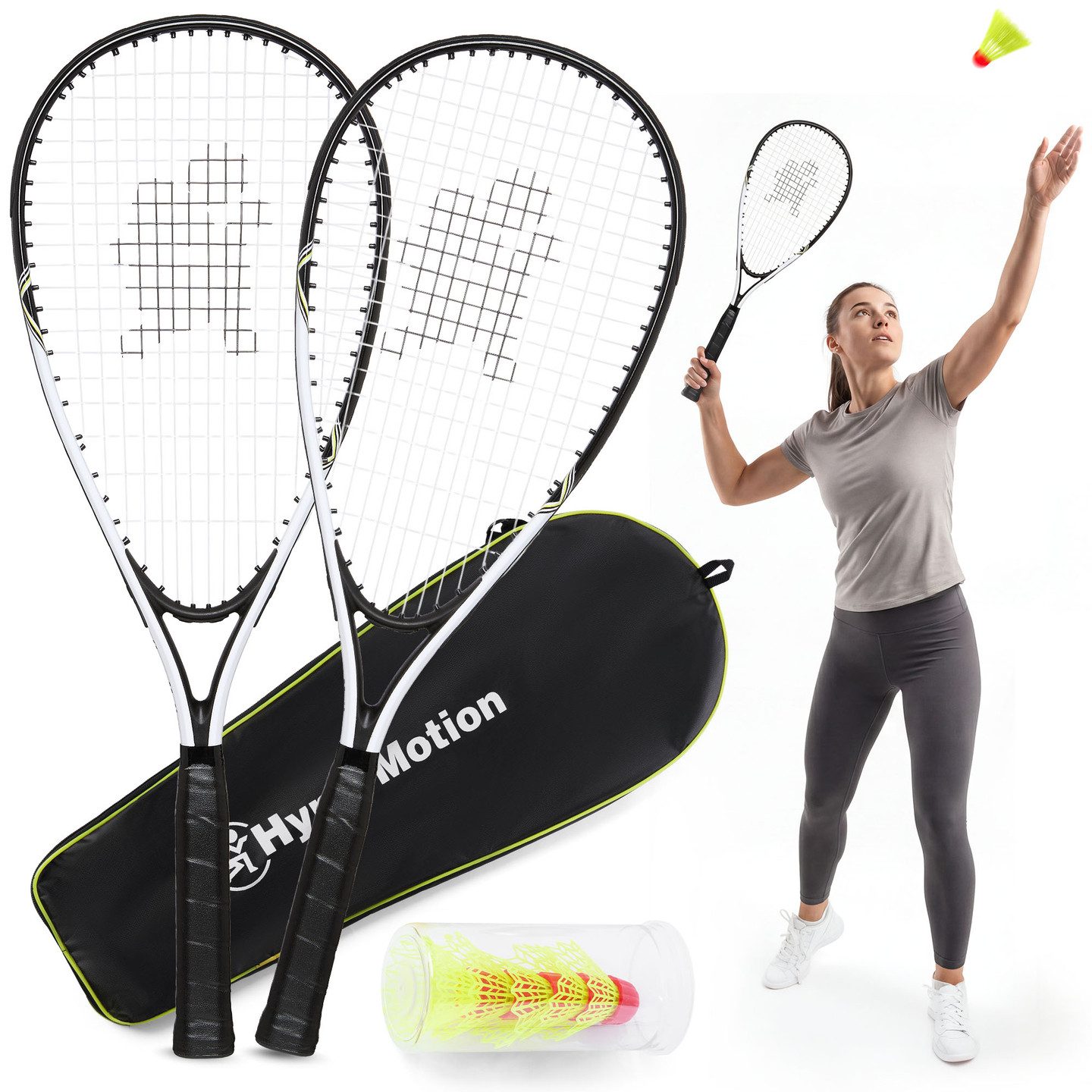 HyperMotion Badmintonschläger HyperMotion Speed Badminton Set Crossminton 2 Schläger 5 Bälle