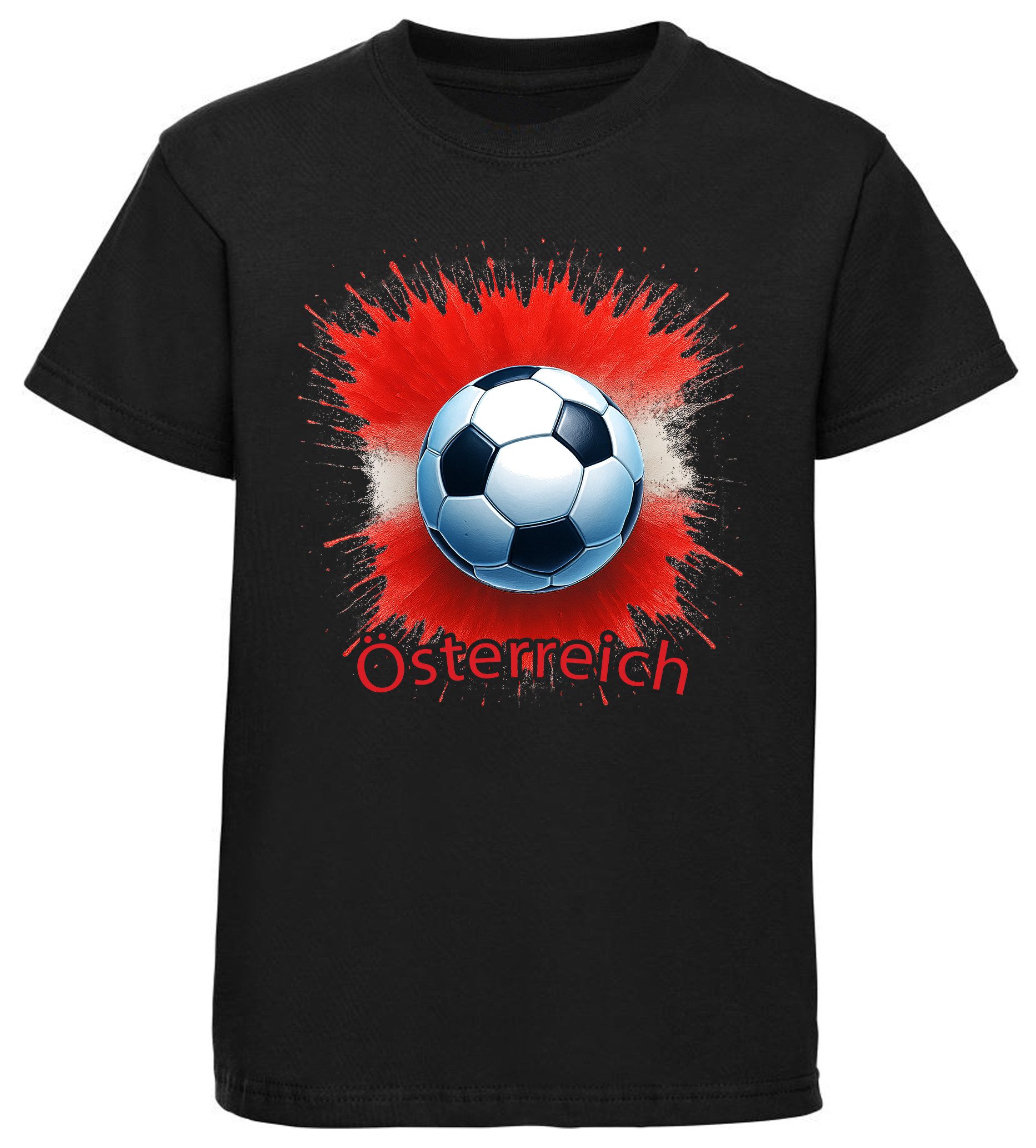MyDesign24 T-Shirt Kinder Fussball Shirt - WM Shirt schwarz Kurzarm Fussball T-Shirt – Österreich Fanshirt i680