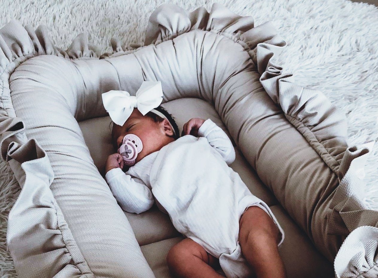 Nestchen Reisebett Kuschelnest Babynest Babynestchen Reisebett Kokon für Babys und Säuglinge 100% Baumwolle antiallergisch 