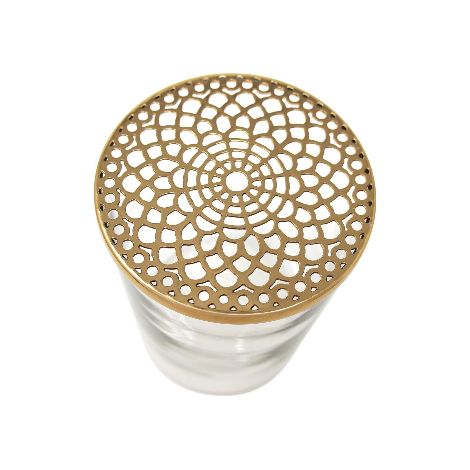 LaLe Living Dekovase Buket mit Deckel in Gold Ø10 cm H:15,5cm, aus Glas und Eisen