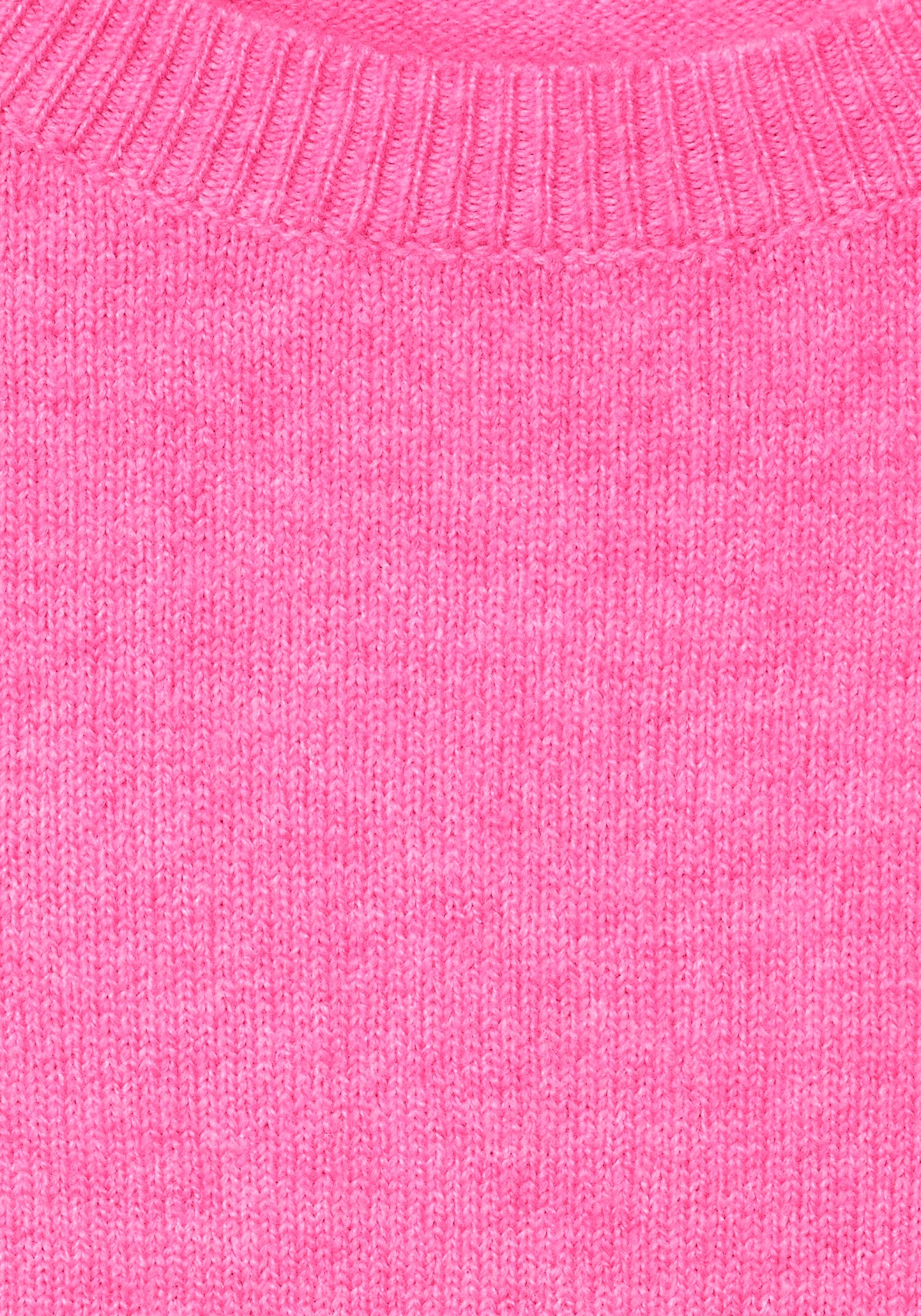 Unifarbe Melangeoptik crush Strickpullover mit ONE STREET in pink melange
