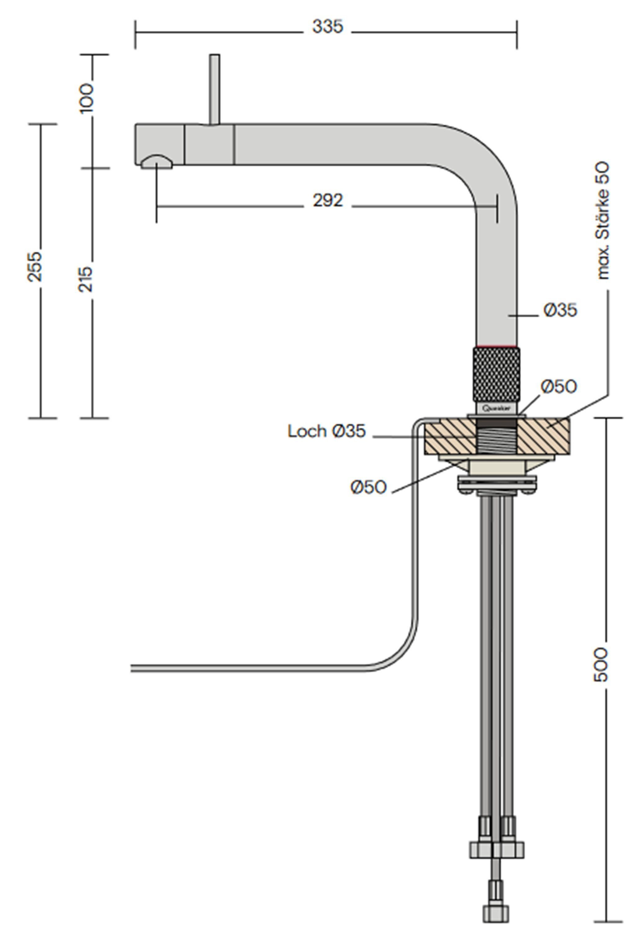 QUOOKER Küchenarmatur QUOOKER FRONT Trinkwassersystem Edelstahl CUBE mit mit (22FRONTRVSCUBE) (2-St) Combi 100°C B Kochendwasserhahn 2