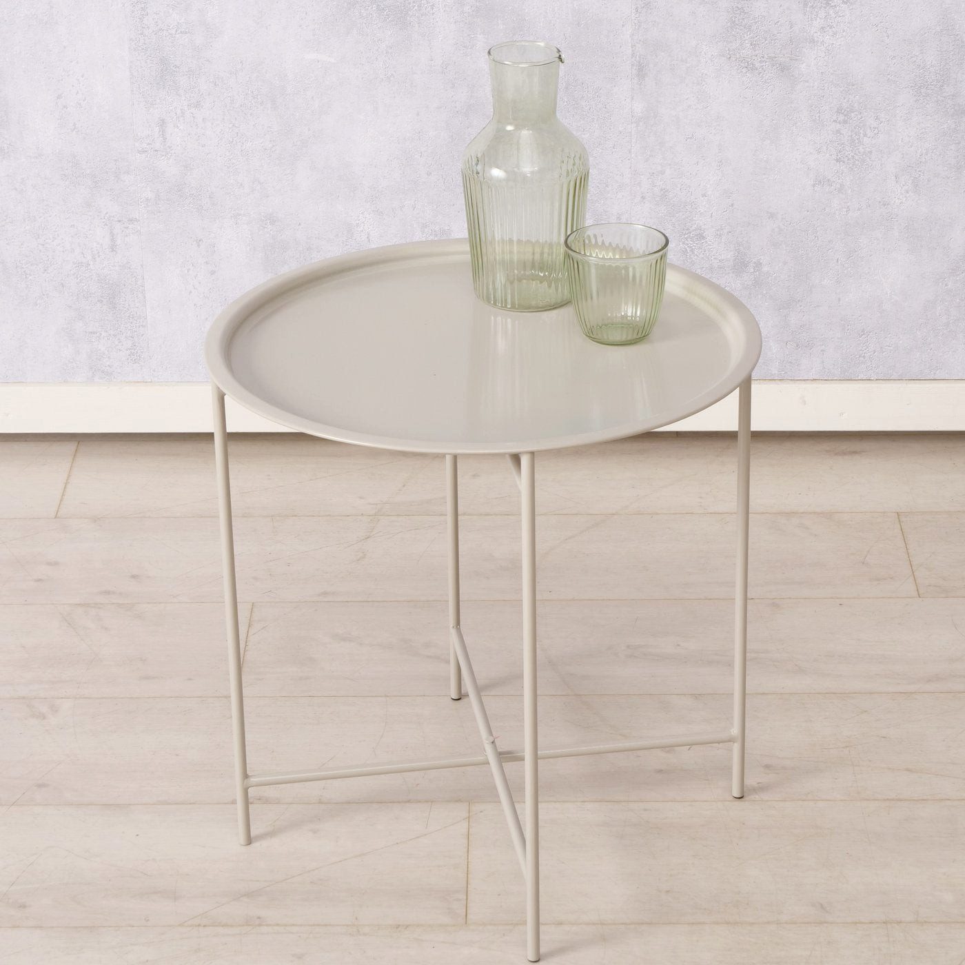 BOLTZE Tabletttisch Tabletttisch/Beistelltisch aus Metall schlicht beige 46 cm von Boltze