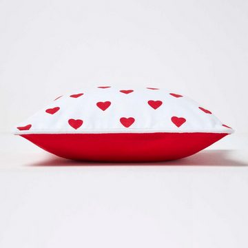 Kissenbezüge Baumwoll-Kissenbezug mit roten Herzen, 30 x 30 cm, Homescapes