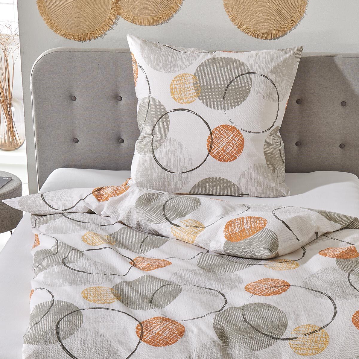 TRAUMSCHLAF Bettwäsche Kreise, Seersucker, 2 teilig, ideale Sommerbettwäsch günstig online kaufen