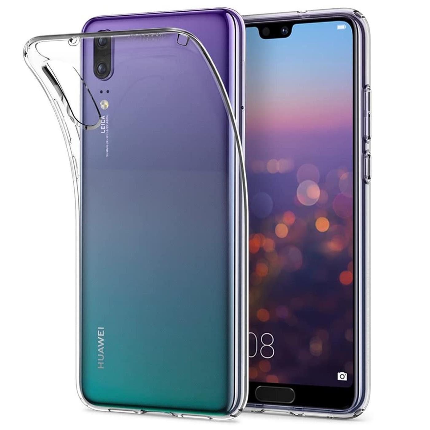CoolGadget Handyhülle Silikon Handy Hülle Slim für Huawei P20 5,8 Zoll, dünne TPU Schutzhülle Case in transparent / durchsichtig