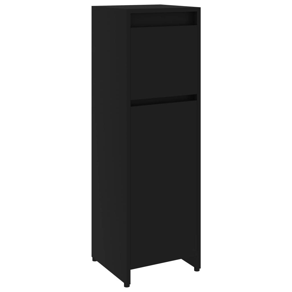vidaXL Badkommode, Badezimmerschrank Schwarz 30x30x95 cm Holzwerkstoff