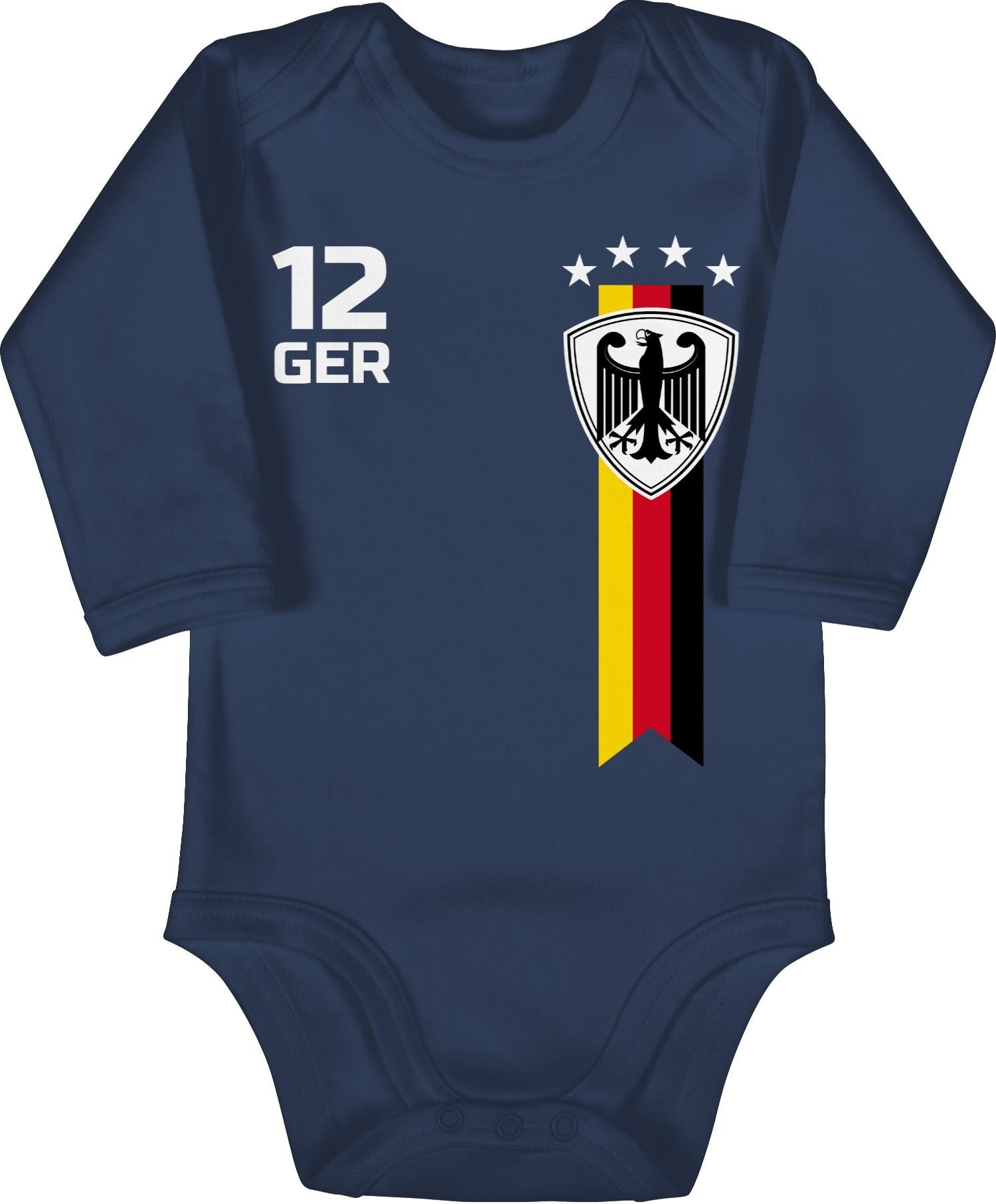 Shirtracer Shirtbody WM Fan Deutschland Fussball EM 2024 Baby 2 Navy Blau