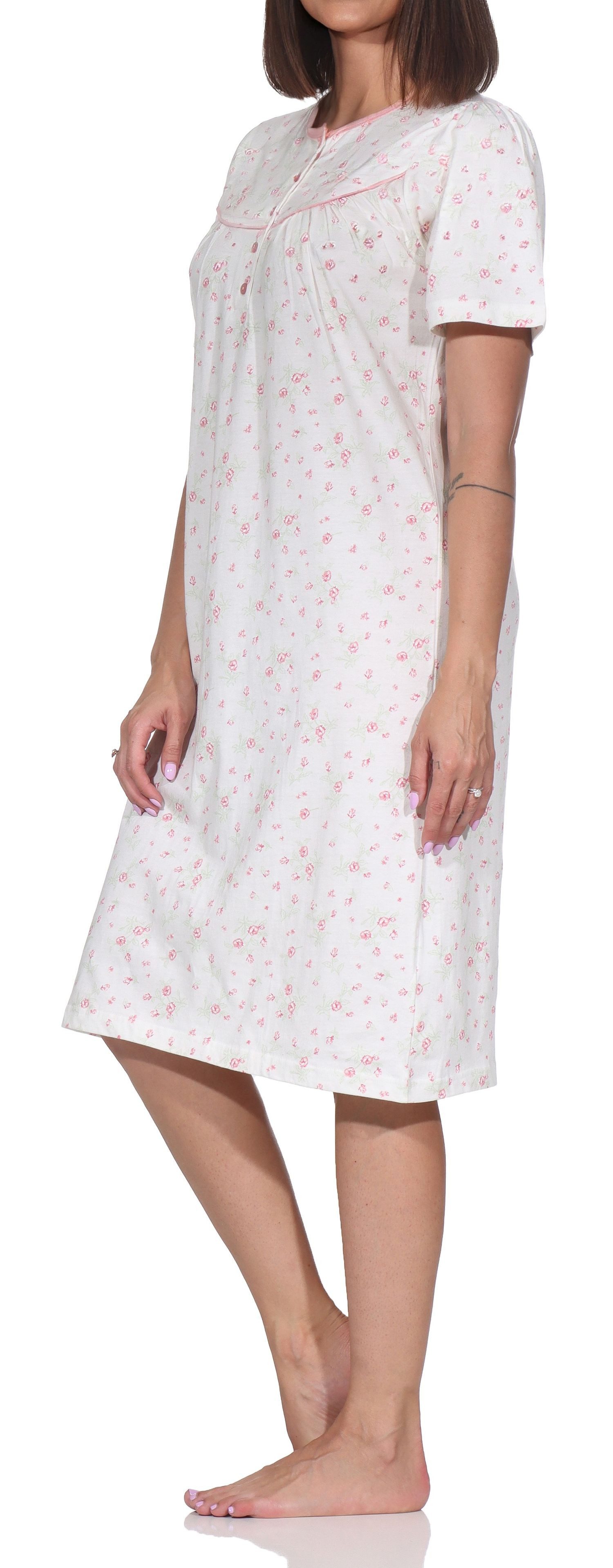Normann Nachthemd Normann Damen Nachthemd kurzarm – Romantisches Floral-Design