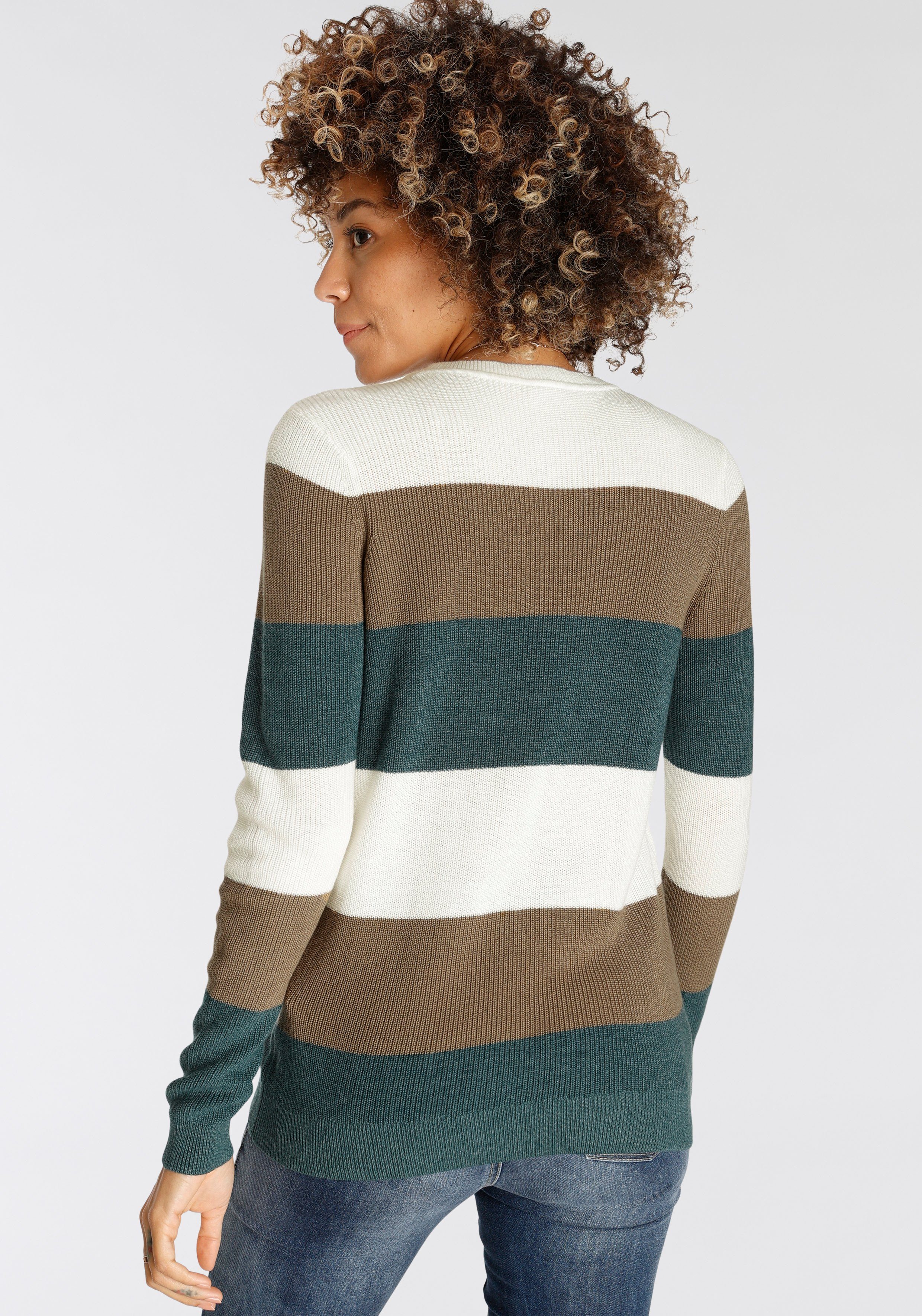 H.I.S Strickpullover in Streifenoptik mit Rundhalsausschnitt