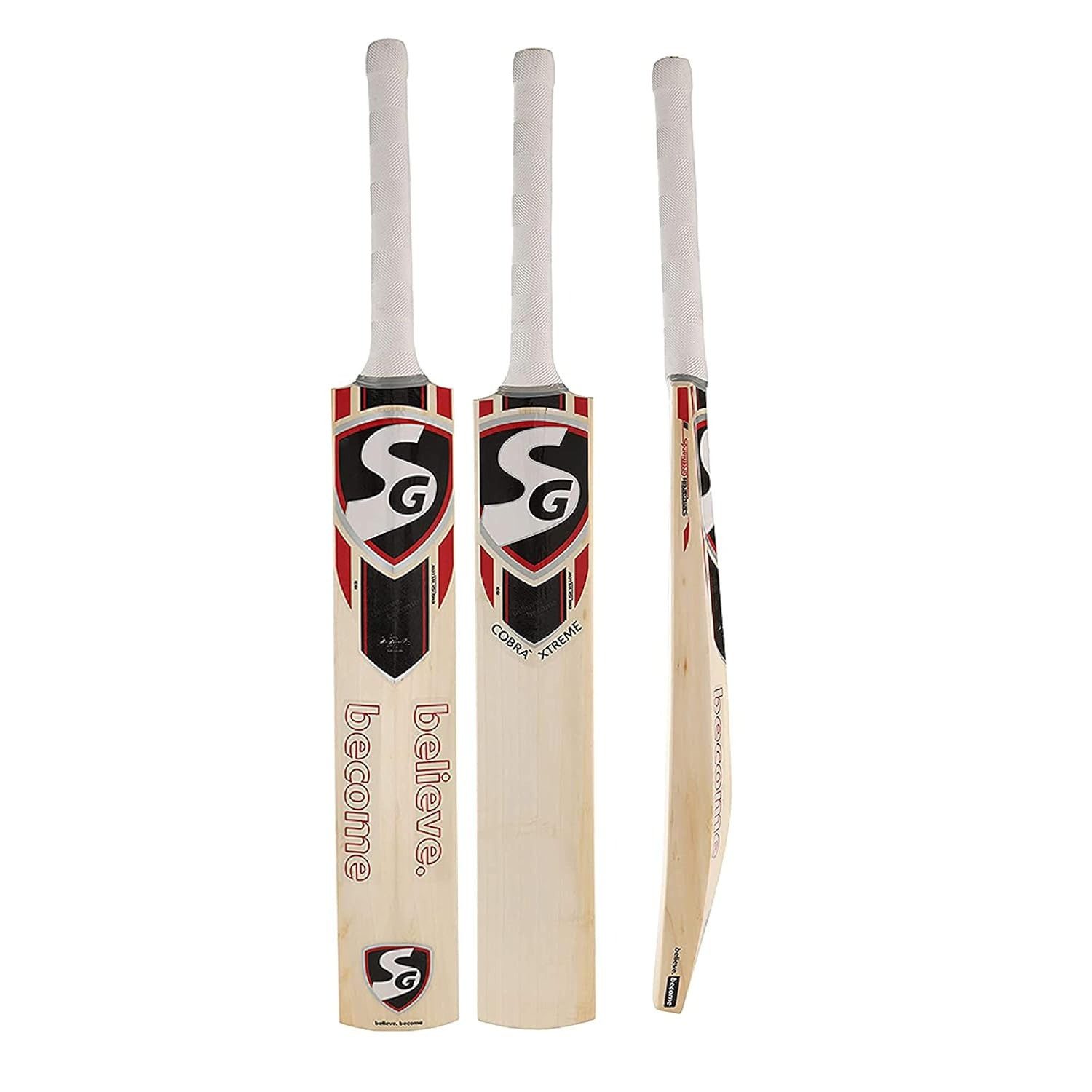 SG Badmintonschläger Cobra Xtreme Cricket Bat English Willow Kurzgriff Leicht mit Cover, (Einzelner Cricket-Schläger mit Schutzhülle, Größe Short Handle, Farbe Beige)