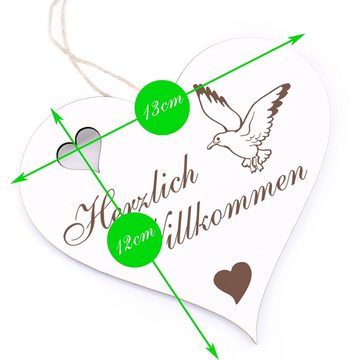 Dekolando Hängedekoration Herzlich Willkommen - fliegende Möwe - 13x12cm