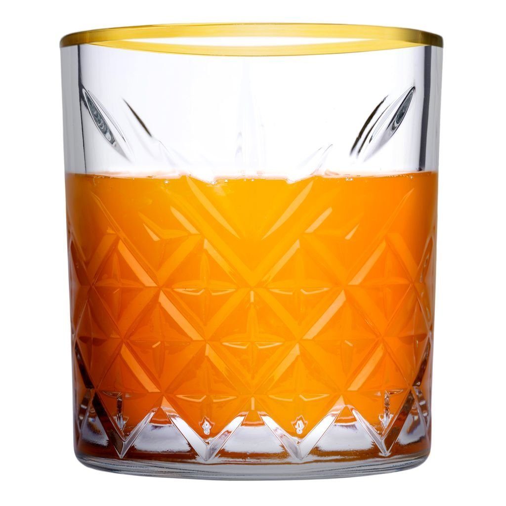 Pasabahce Gläser-Set Timeless, Glas, Kristallglas 4er Set mit Goldrand, Whiskey Glas