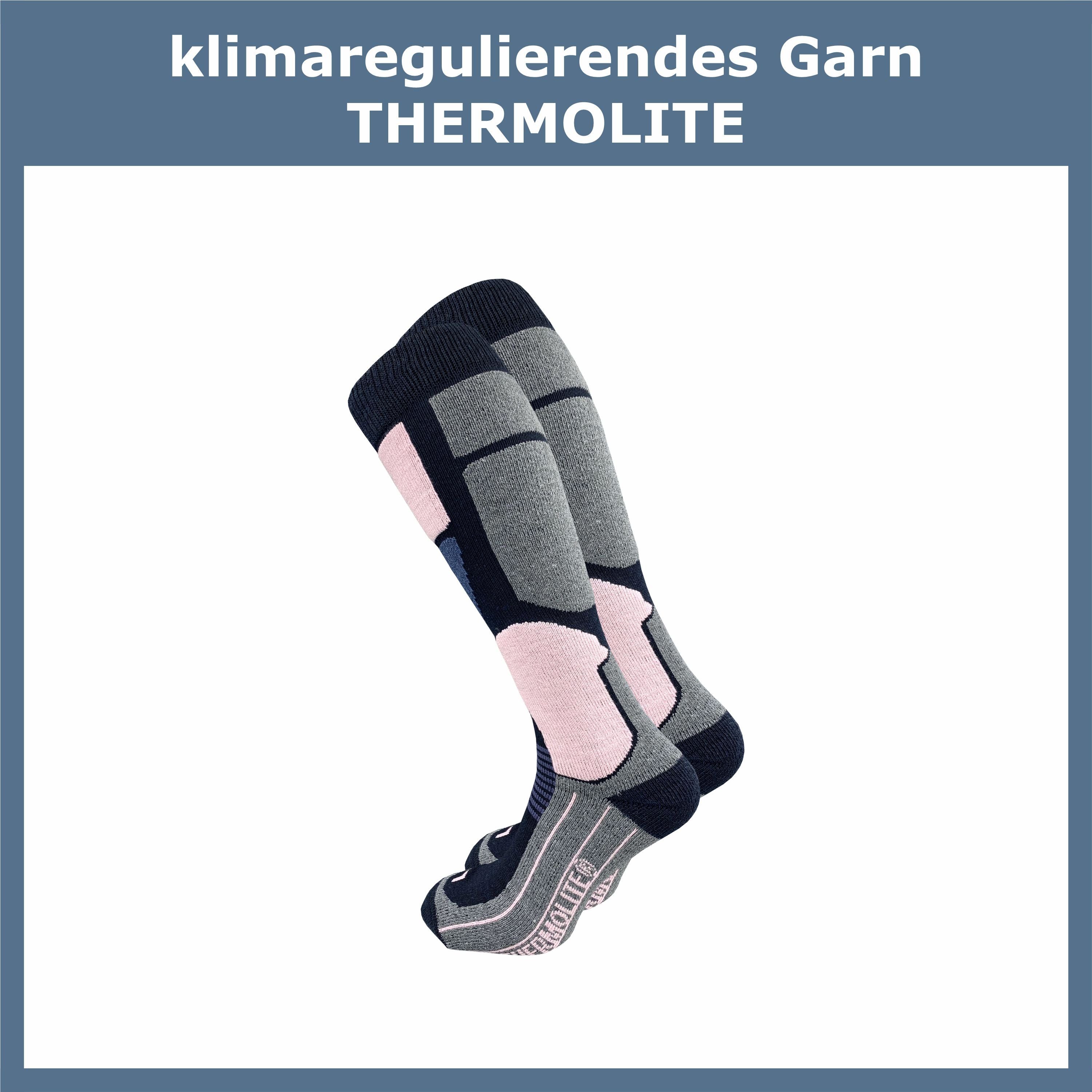 GAWILO Skisocken für Damen mit Spezialpolsterung und wärmender THERMOLITE® Funktion (2 Paar) auch für Snowboard, Trekking oder als Thermosocke geeignet