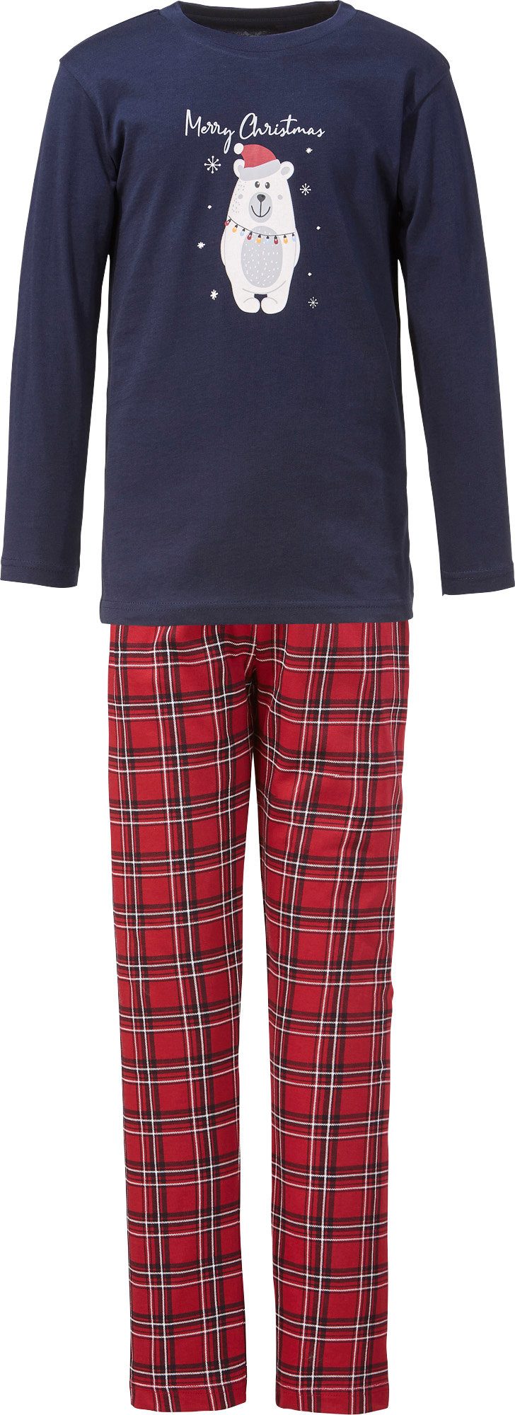 Erwin Müller Pyjama Kinder-Schlafanzug Single-Jersey Karo