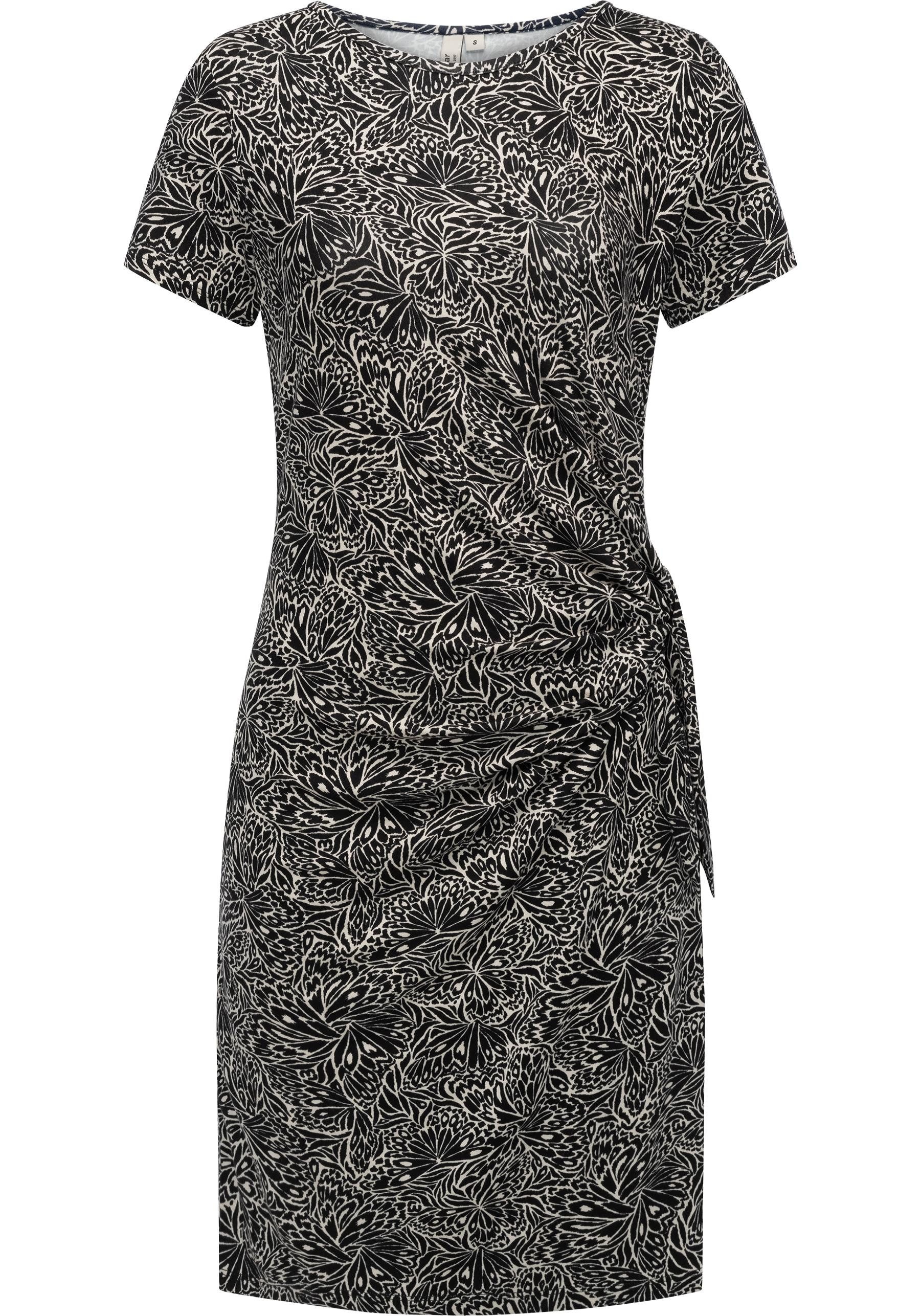 Ragwear Shirtkleid Knotta Print Kurzarm Sommerkleid mit seitlichem Bindeband
