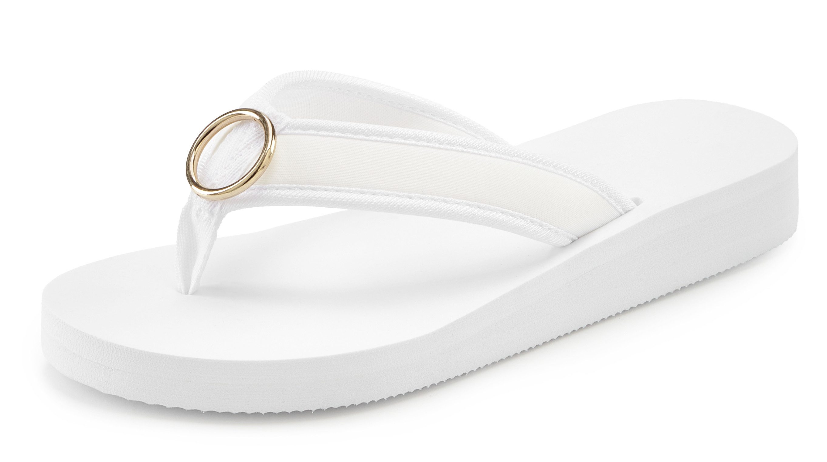 LASCANA Sandale, Badeschuh, Pantolette, Badelatsche, Flip Flop, Sommerschuh, Badezehentrenner Zehentrenner mit Ringapplikation "Italy" VEGAN