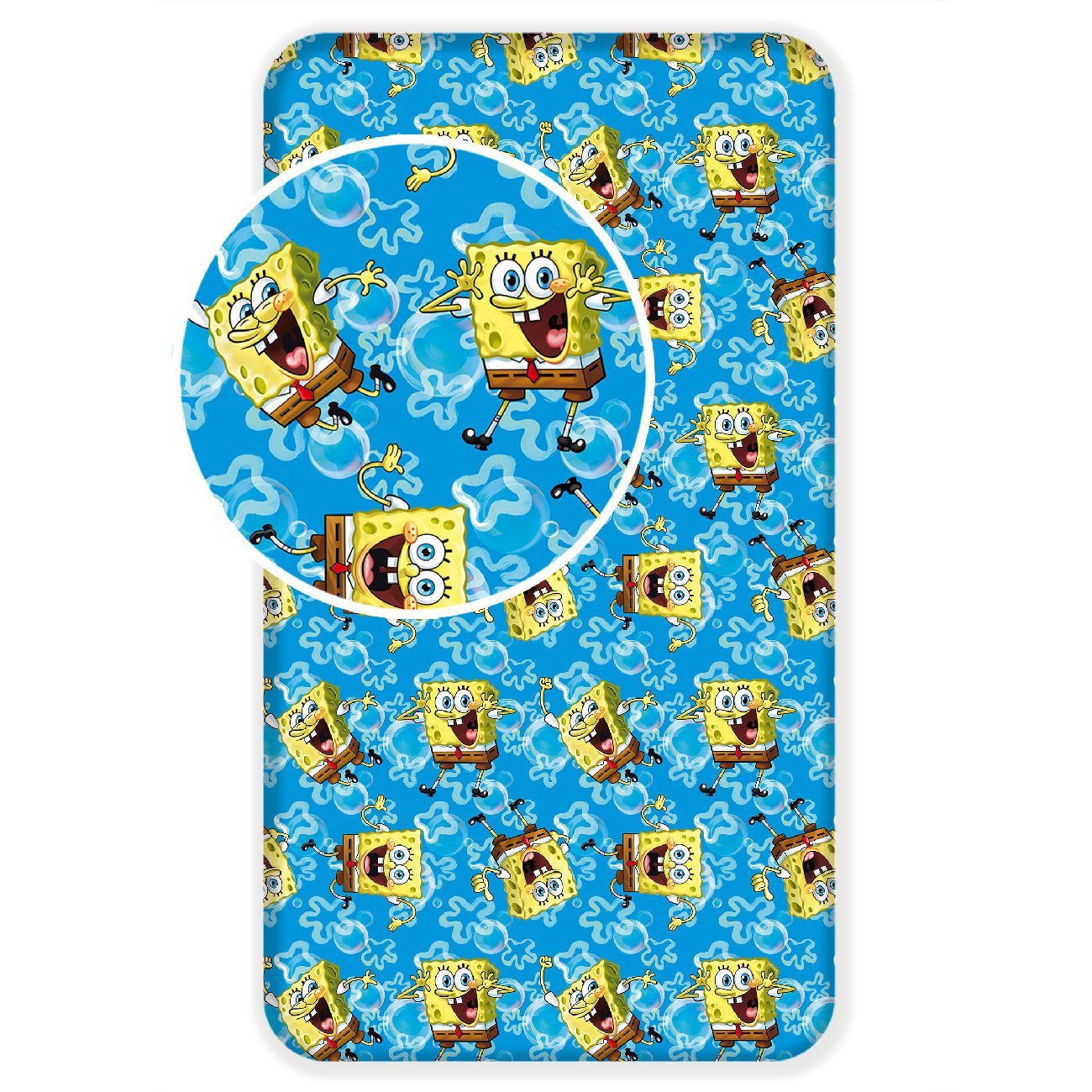 Jerry Fabrics Bettwäsche SpongeBob Spannbetttuch Spannbettlaken Bettlaken 90 X 200 cm Baumwolle, 1 teilig, Langlebig