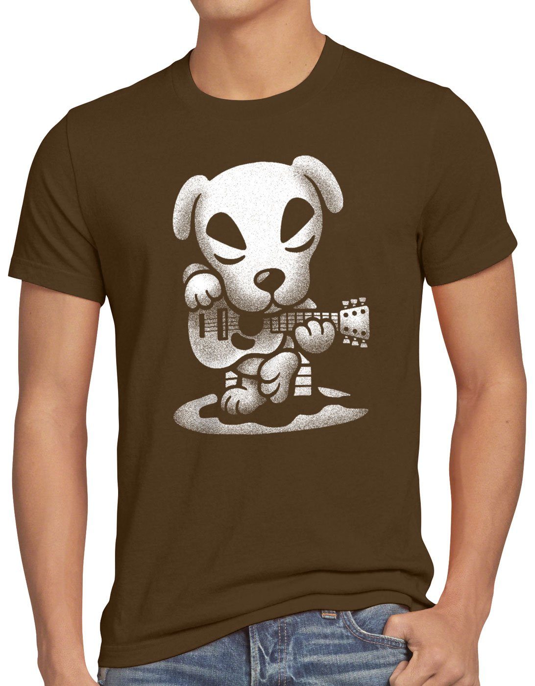 style3 Print-Shirt Herren T-Shirt Slider Gitarre switch animal videospiel horizons braun