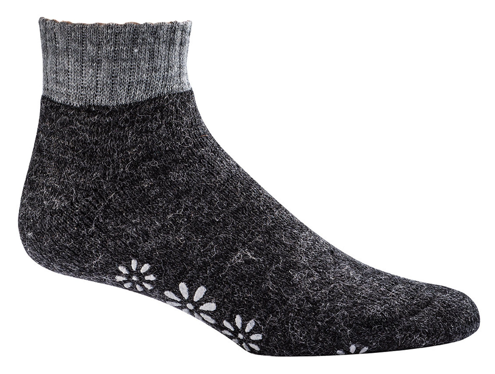 Wowerat ABS-Socken Kurz Eiskristallen ABS und Paar) (2 Blumen Socken schönen Alpaka Wolle Innenfrottee anthrazit mit
