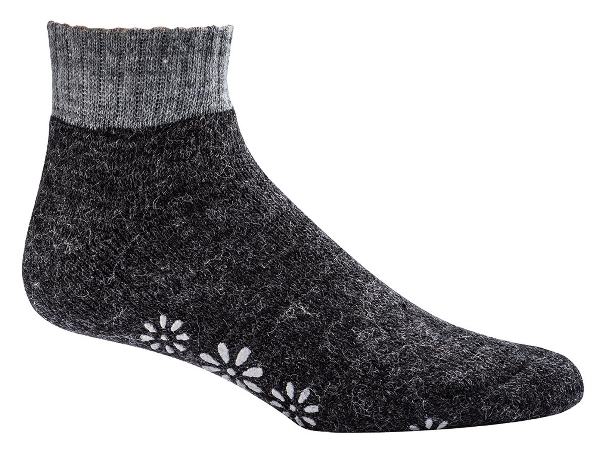 Wowerat ABS-Socken Kurz Socken mit Alpaka Wolle und schönen ABS Blumen Eiskristallen (2 Paar) Innenfrottee
