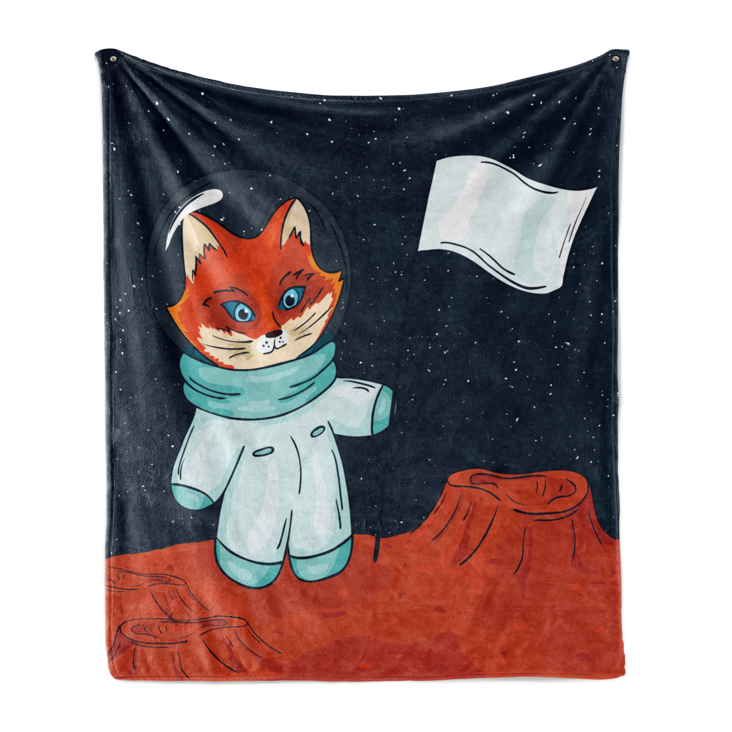 Wohndecke Gemütlicher Plüsch für den Innen- und Außenbereich, Abakuhaus, Erkunden Fox Kosmonaut Raum