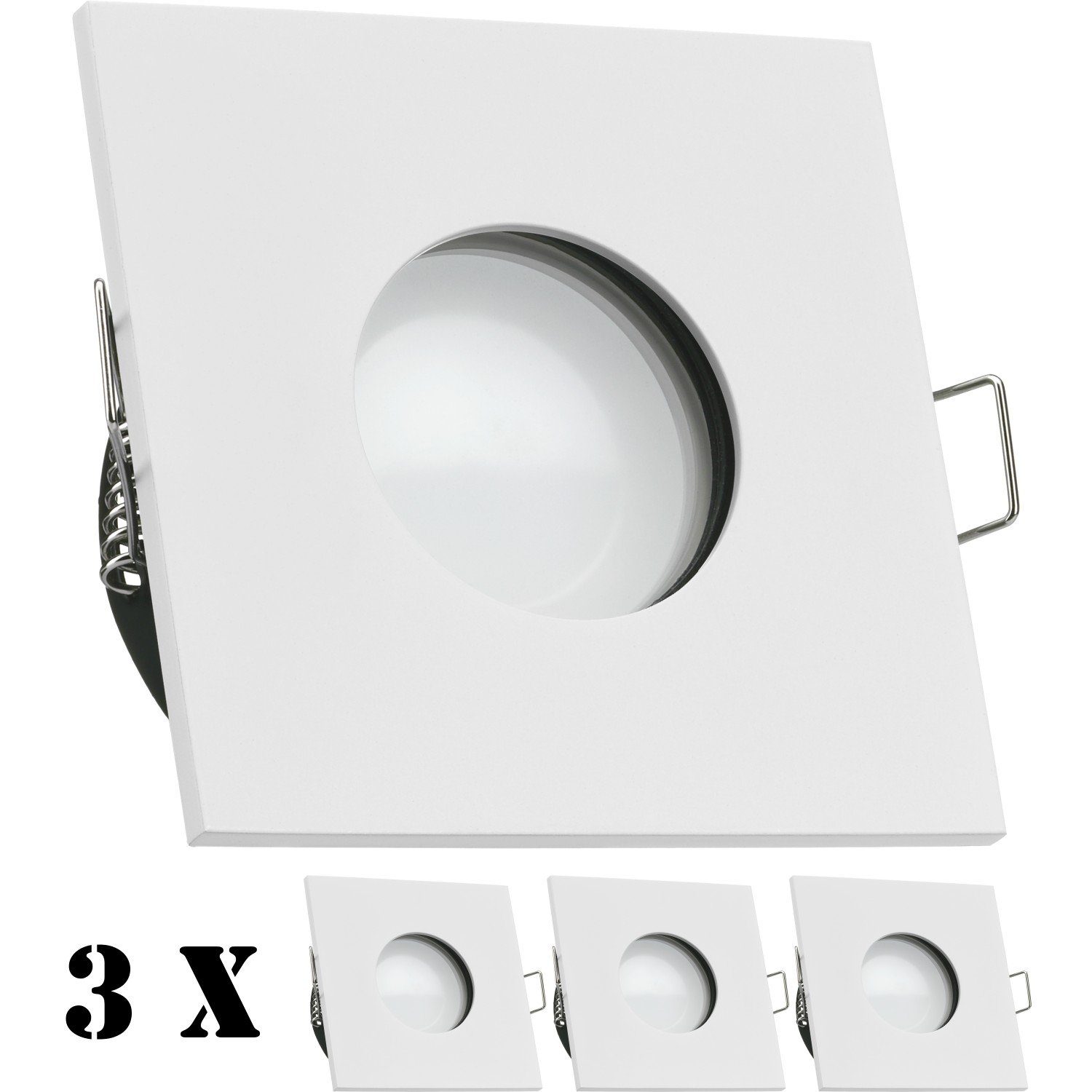 LED LED 3er flach weiß in extra Einbaustrahler LEDANDO mit Set Einbaustrahler Leuchtmitte 5W IP65