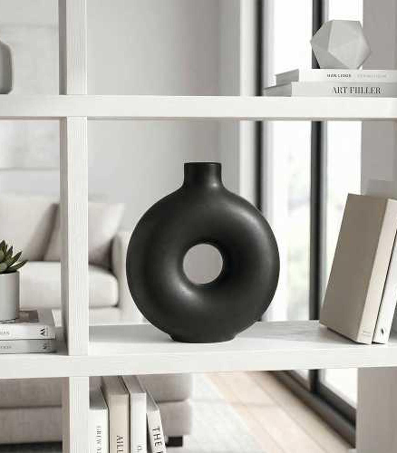 BOLTZE GRUPPE GmbH Dekovase LANYO, Vase, Schwarz, Steingut, H 20 cm (1 St)