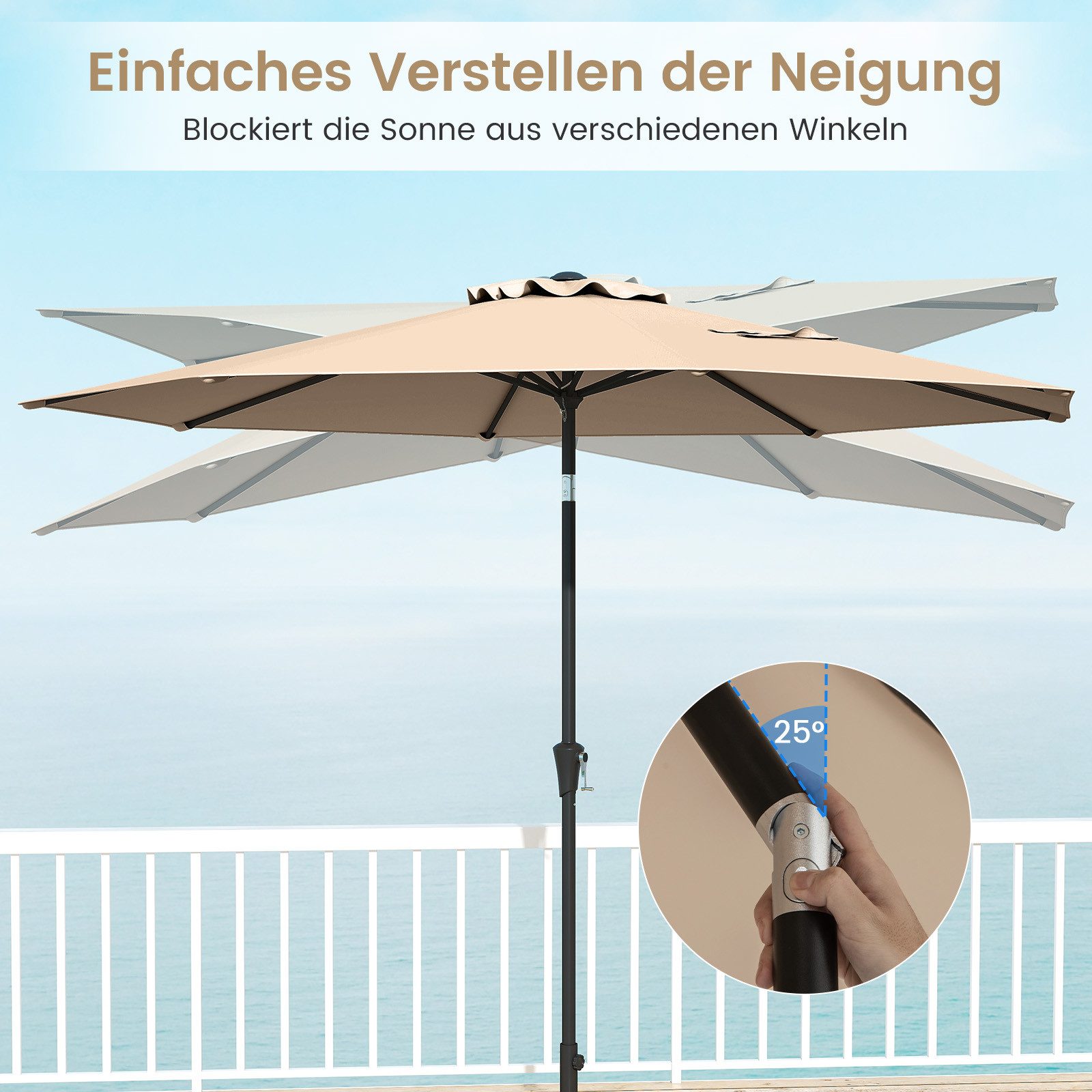 Thumbnail - KOMFOTTEU Sonnenschirm Ampelschirm, Gartenschirm Balkonschirm,φ3m