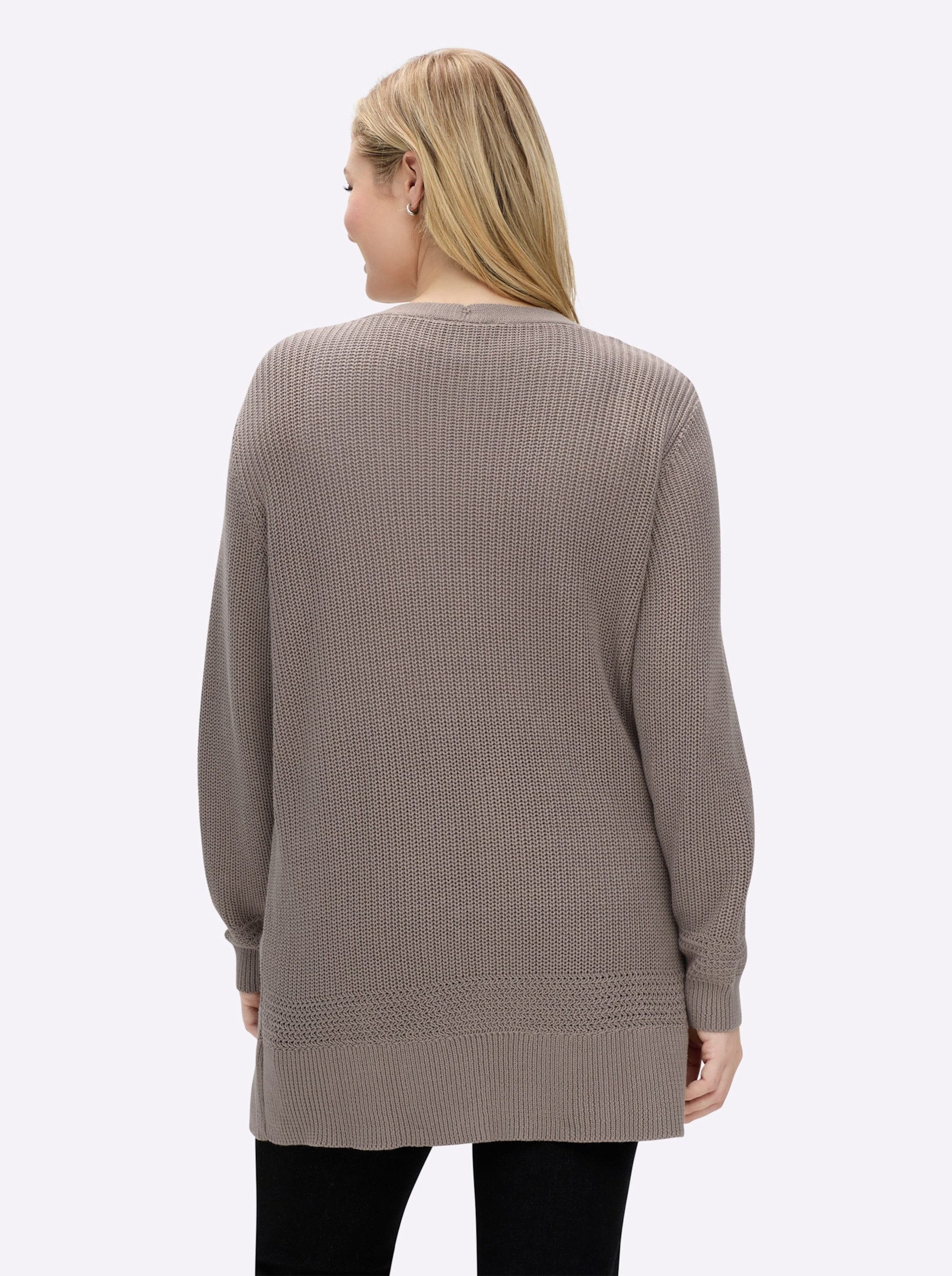 Witt Strickjacke Strickjacke Langarm Rippoptik in Grobstrick-Optik, offene Form