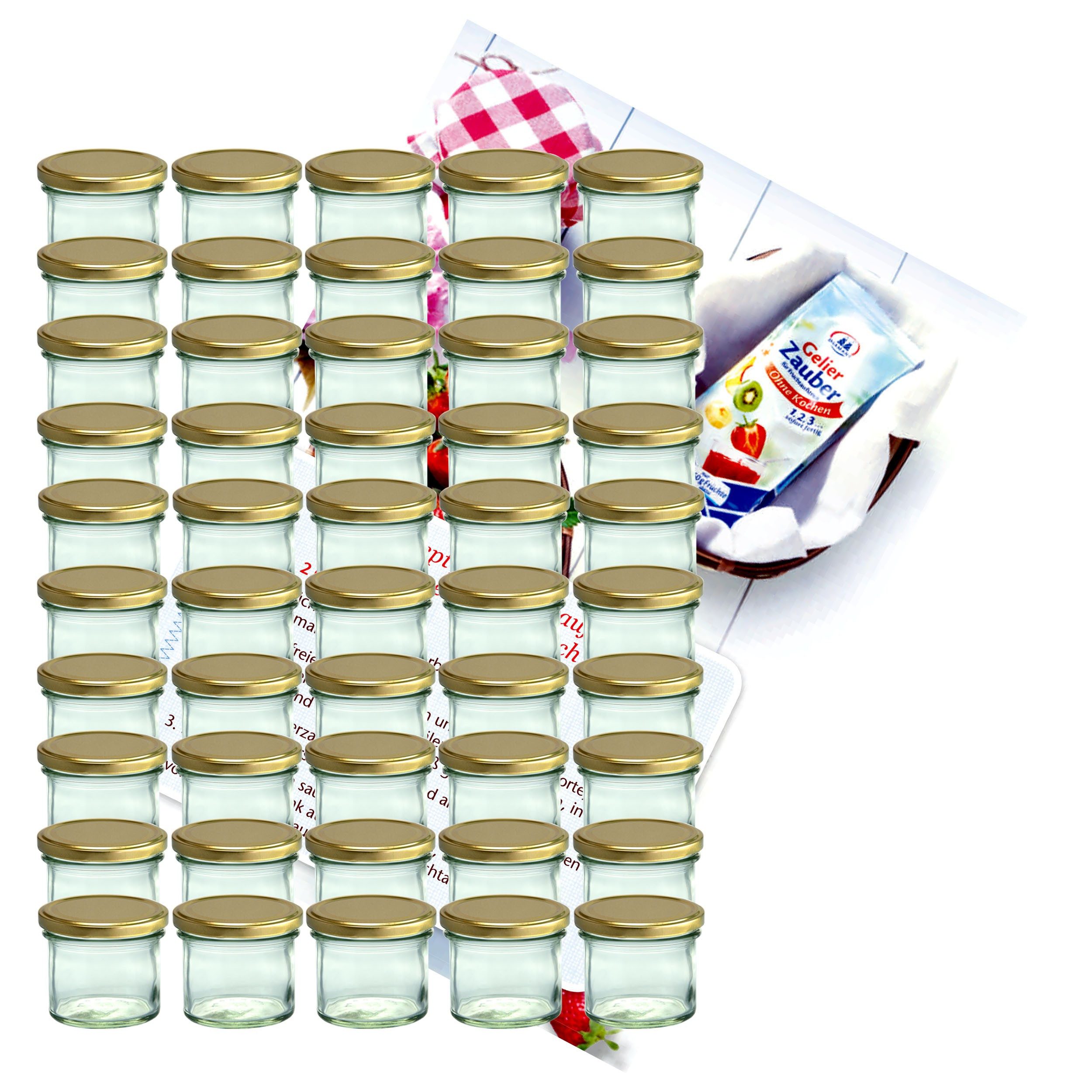 MamboCat Einmachglas 50er Set Sturzglas 125 ml Marmeladenglas Einmachglas goldener Deckel, Glas