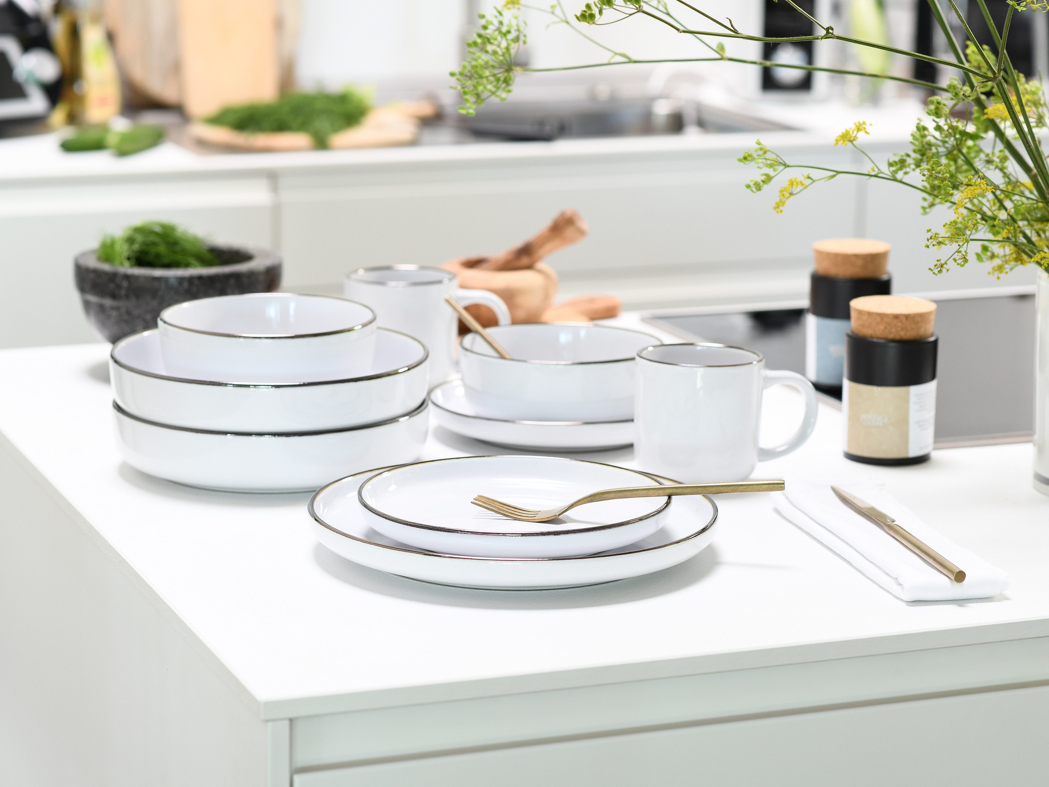 CreaTable Kombiservice Nordic Festive (10-tlg), 2 Personen, Steinzeug