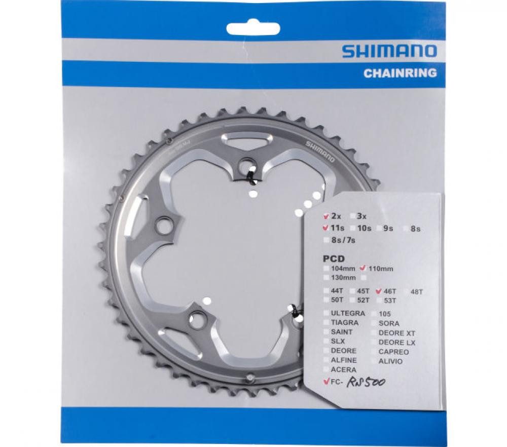 Kettenschaltung SHIMANO Kettenblatt FC-RS500 46 Zähne Silber - effiziente Schaltperfor
