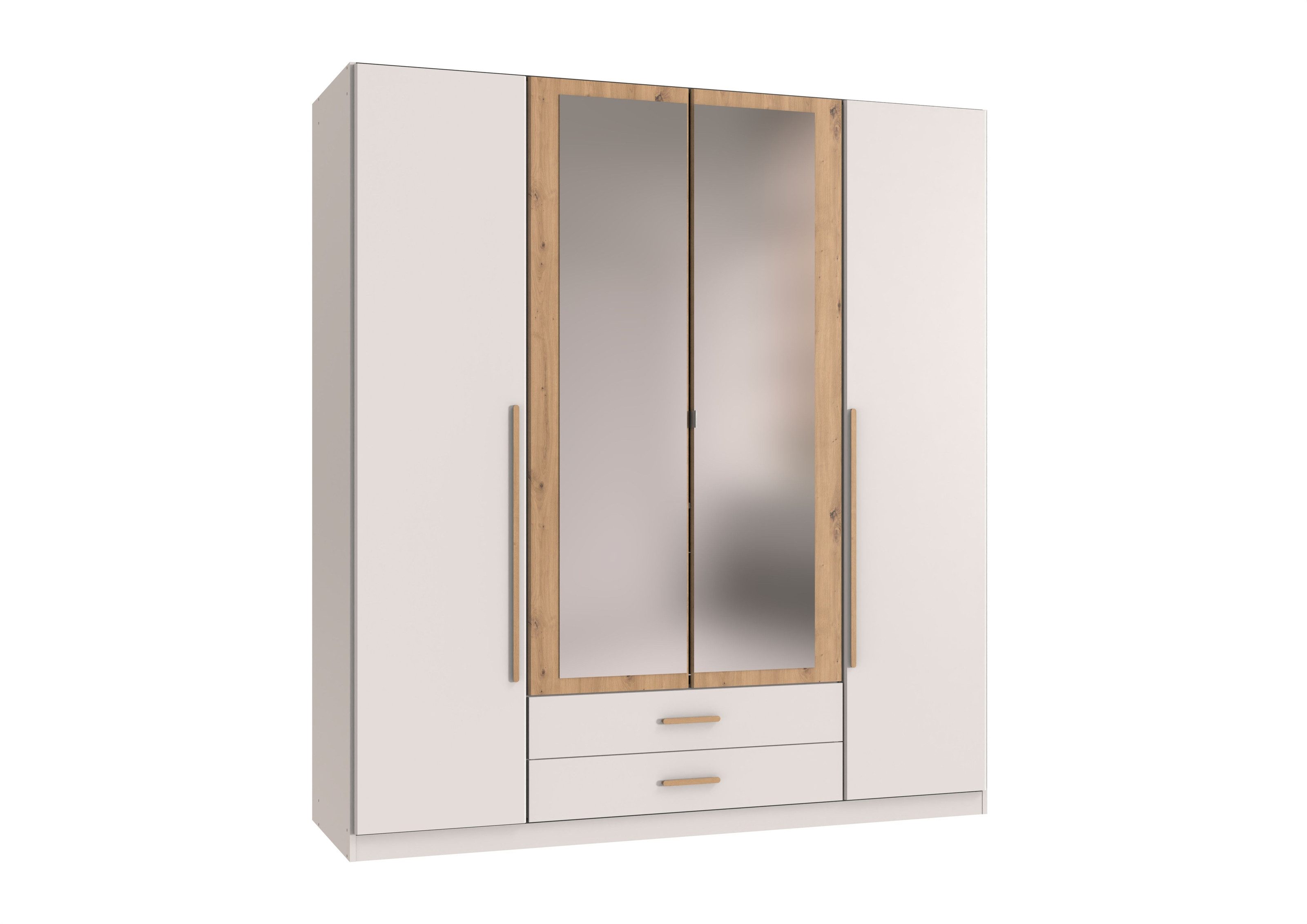 freiraum Drehtürenschrank MARBURG in WEISS + ARTISAN - 180x199x58cm (BxHxT)
