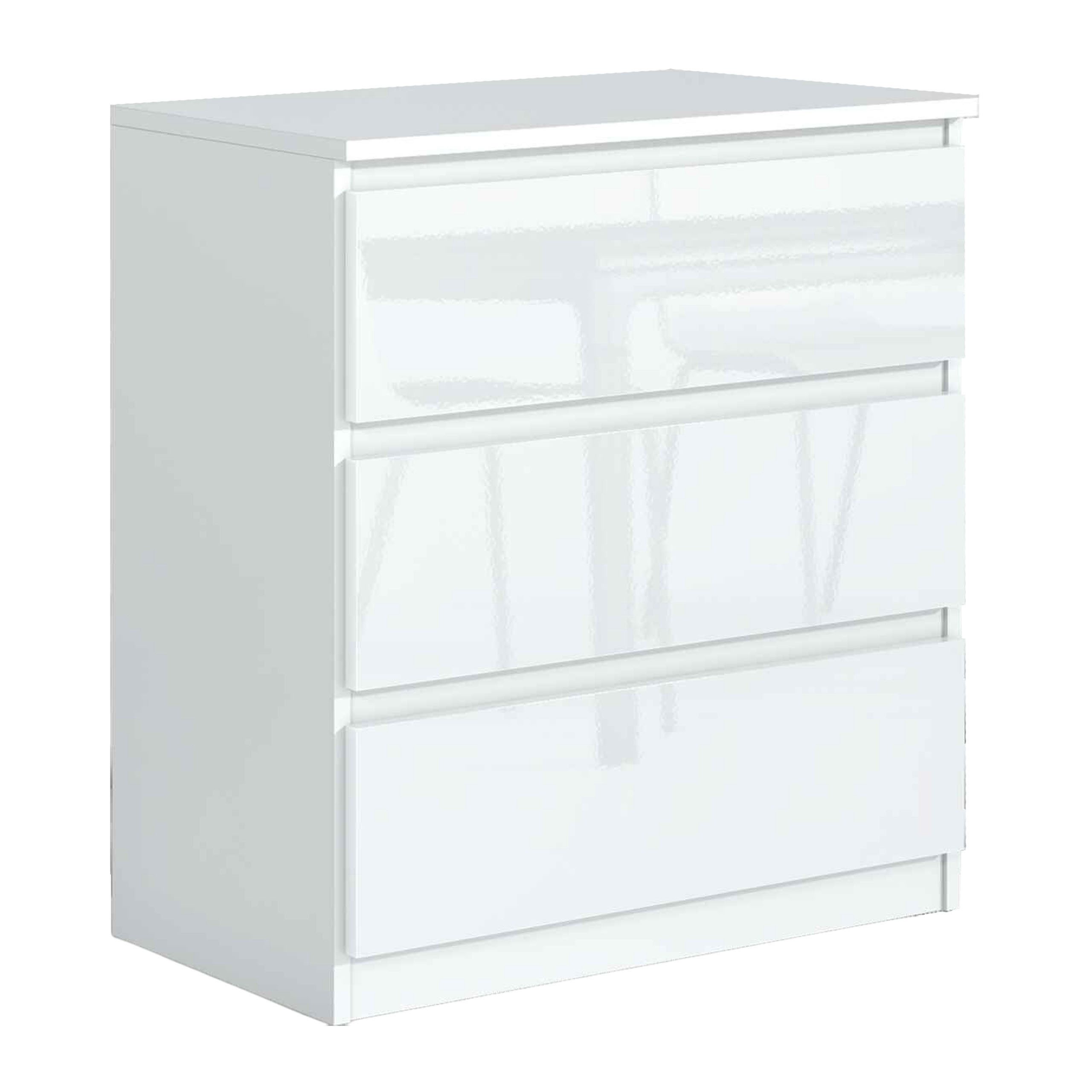 Masseno Kommode NUDO 70 cm Sideboard mit 3 Schubladen Weiß