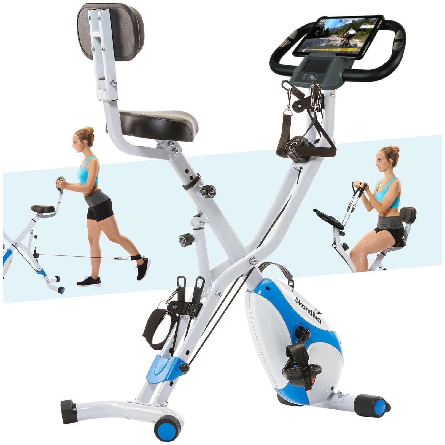Heimtrainer Foldaway X-3000, Fitnessbike, F-Bike mit Lehne, Ergometer Fahrrad