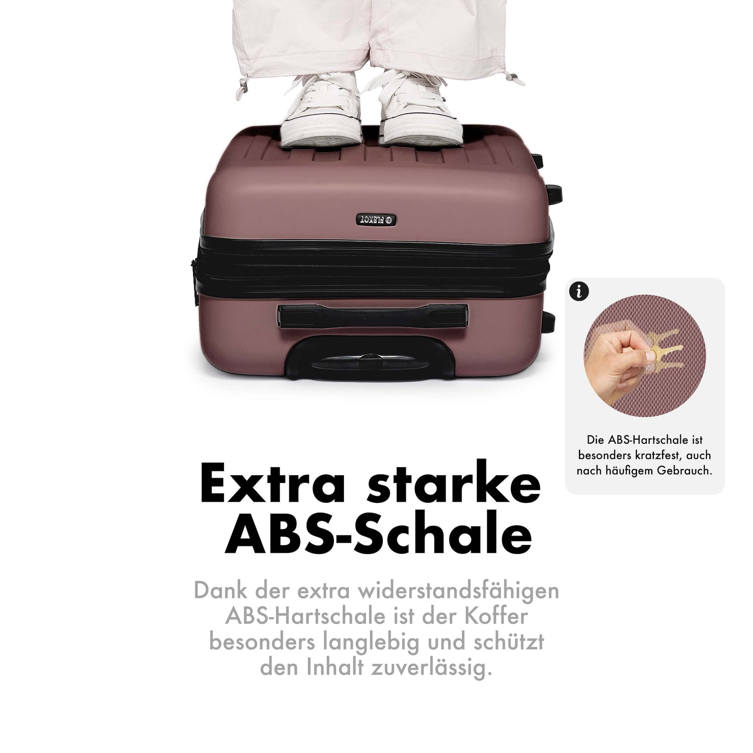 Flexot Hartschalen-Trolley F-3045 (Gr. M, L, XL) – Kofferset – ABS-Hartschale, 4 Rollen, Robuster und moderner Koffer mit vier 360° Rollen und Zahlenschloss – Bild 4 von 5