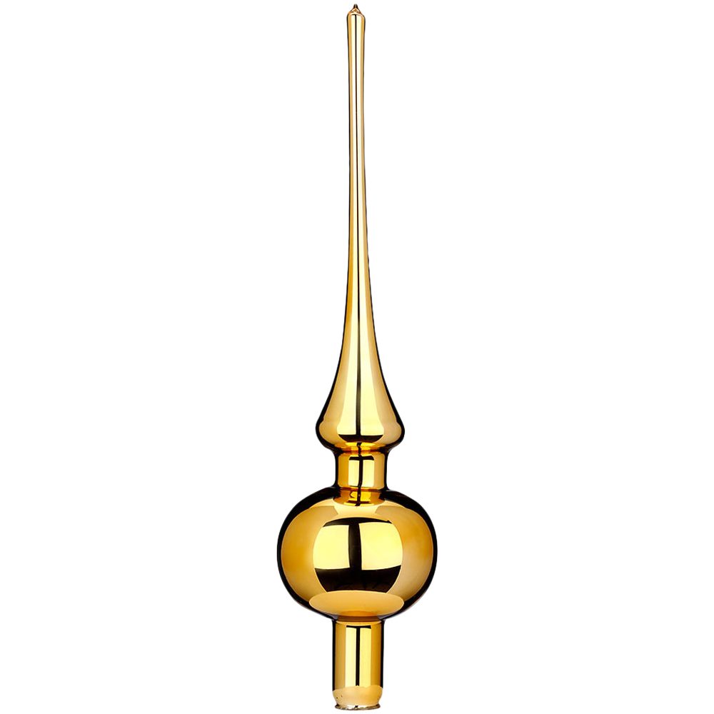 glanz, INGE-GLAS® inkagold einfarbige 30cm (1-tlg), Ø7cm Spitze, Christbaumspitze mundgeblasen x