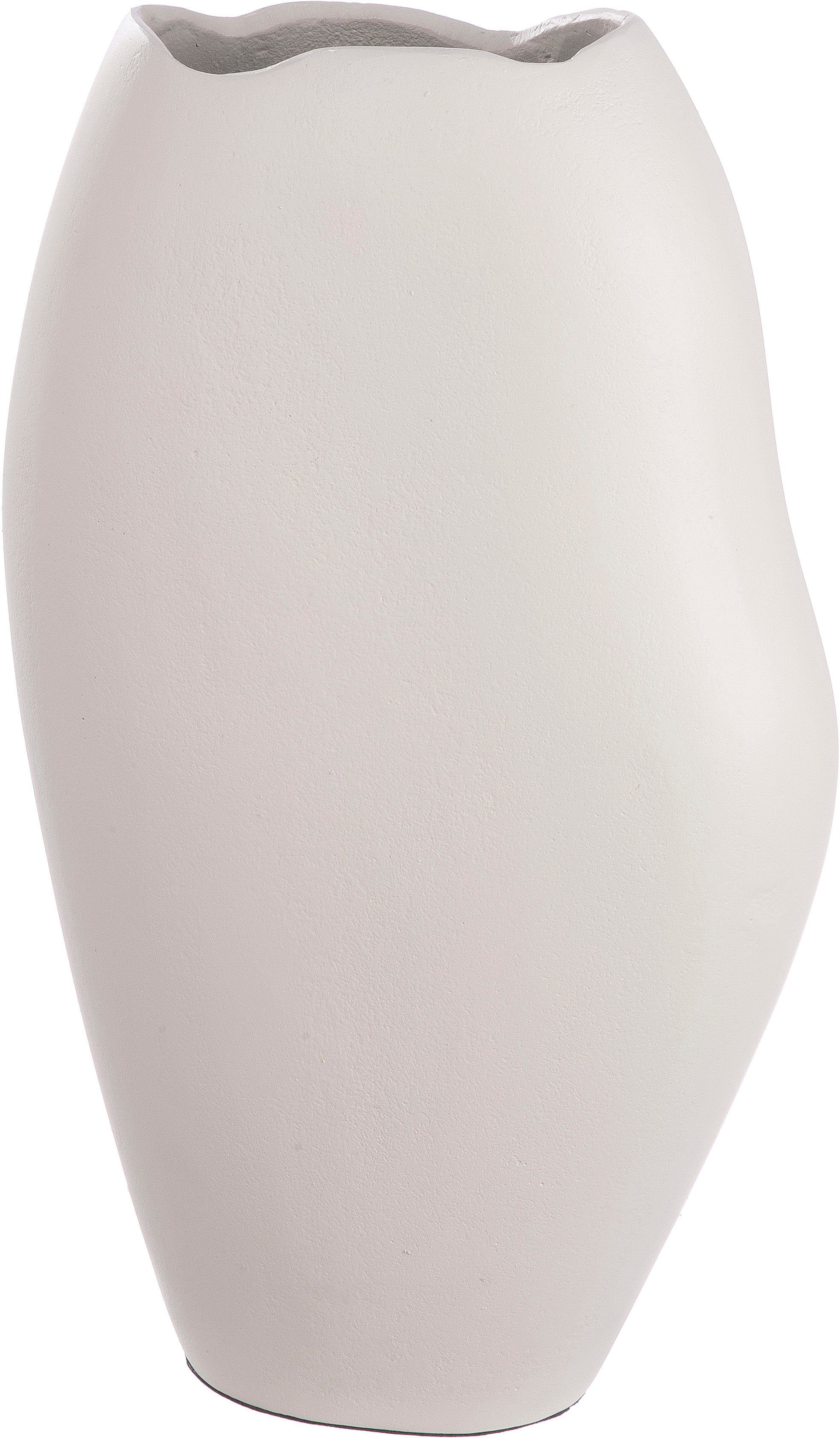 Casablanca by Gilde Tischvase Helena, Dekovase (1 St), Vase aus Aluminium, mit geschwungenem Rand, Höhe ca. 33 cm creme