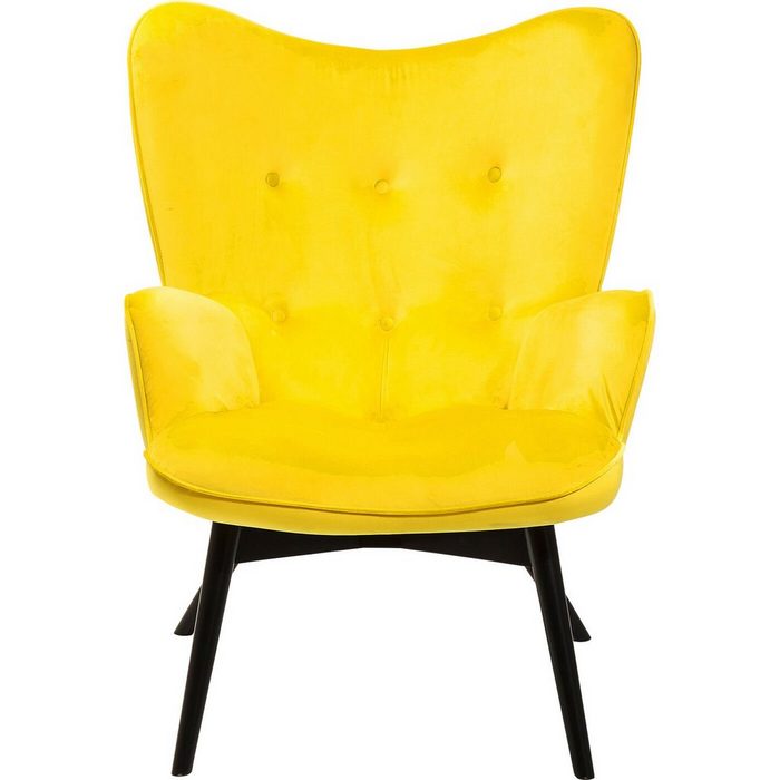 KARE Sessel Sessel Black Vicky Velvet Yellow Gestell: Buche Spanplatte naturbelassen Stahl natur Bezug: 100 % Polyester Polsterung: Polyurethan Fuß/Füße: Buche Massivholz lackiert