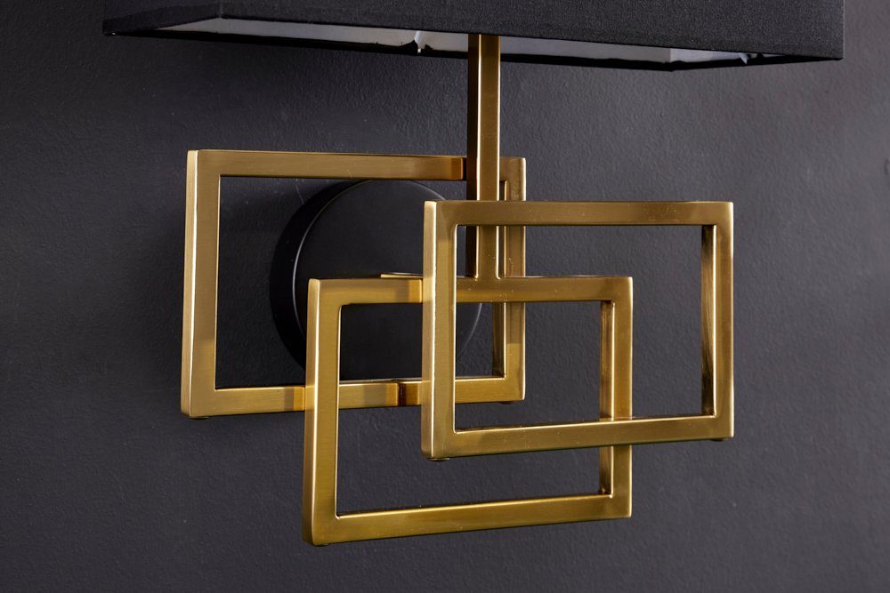 ohne · Leuchtmittel, · / Wohnzimmer Wandleuchte · Stoff ATLANTIS Design Metall · gold, riess-ambiente schwarz Modern innen 44cm