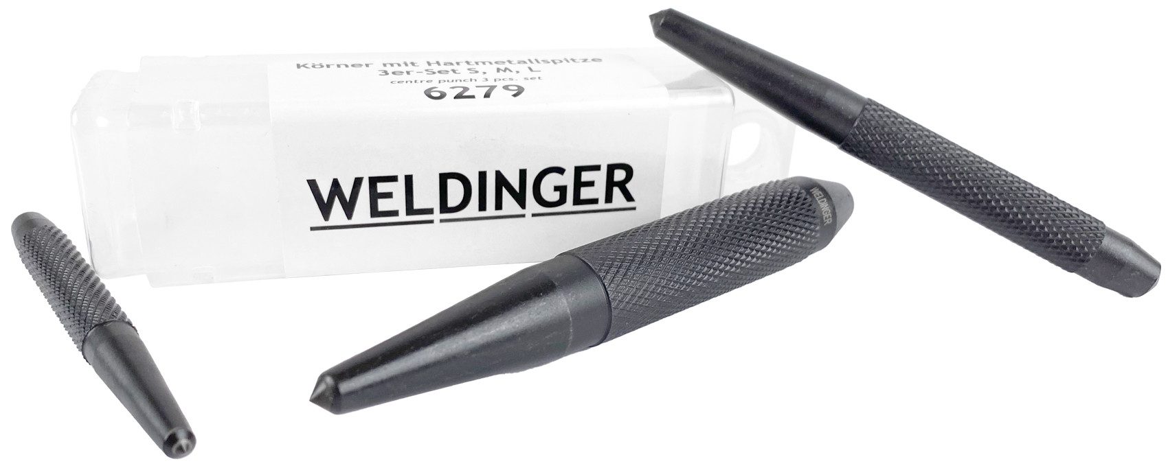 WELDINGER Spitzmeißel Körner mit Hartmetallspitze 3er-Set Größe S M L