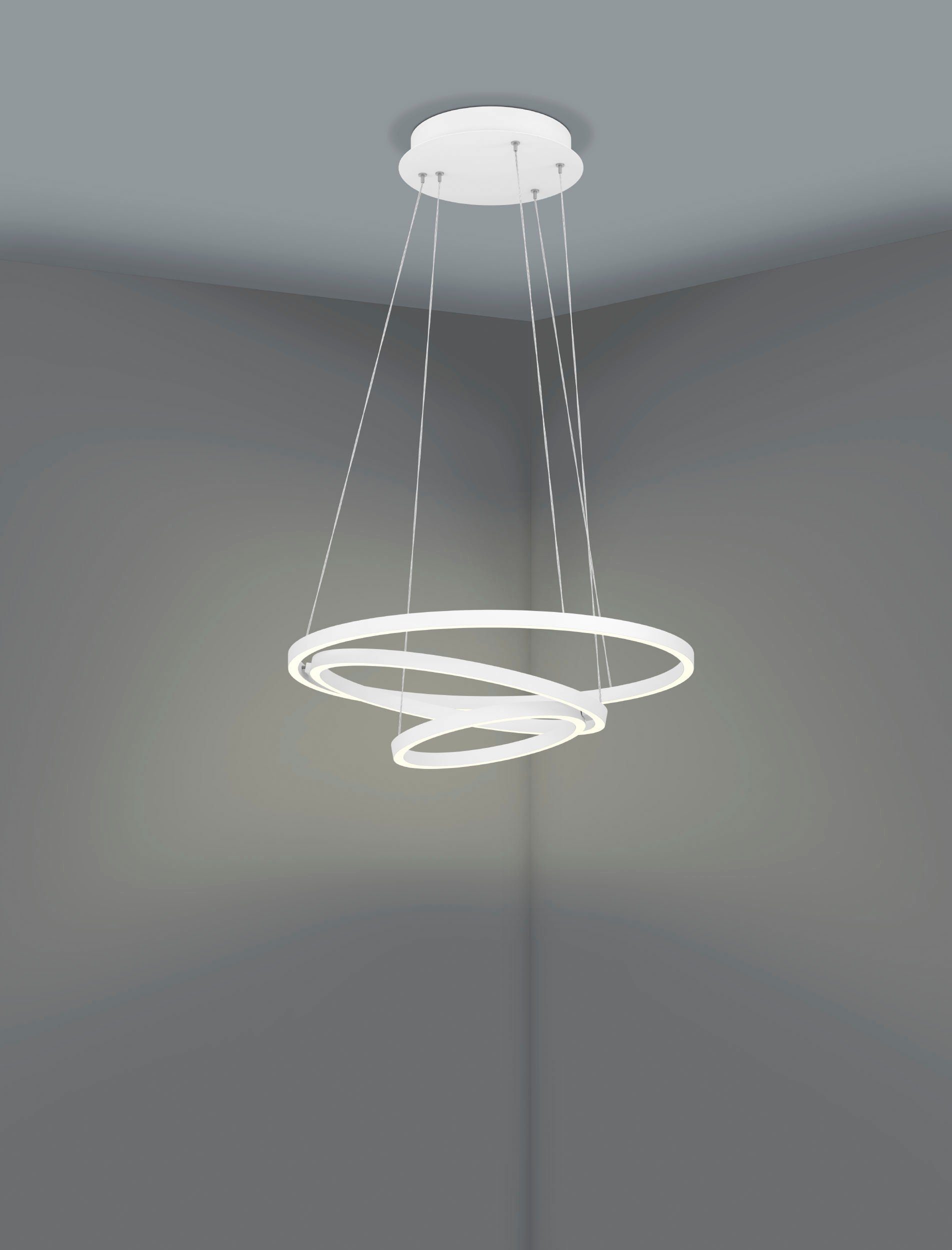 EGLO Hängeleuchte LOBINERO-Z Hängelampe weiß, Tuneable White, ZigBee 3.0, Pendellampe, Bluetooth, CCT - über Fernbedienung, Dimmfunktion, Ein-/Ausschalter, Farbsteuerung, Farbwechsel, Memoryfunktion, Nachtlichtfunktion, Smart Home, Weckerfunktion, dimmbar über Fernbedienung, mehrere Helligkeitsstufen, LED fest integriert, warmweiß - kaltweiß, Timer, App/Sprachsteuerung Alexa, ‎‎‎‎58x58x110cm, exkl. Fernbedienung