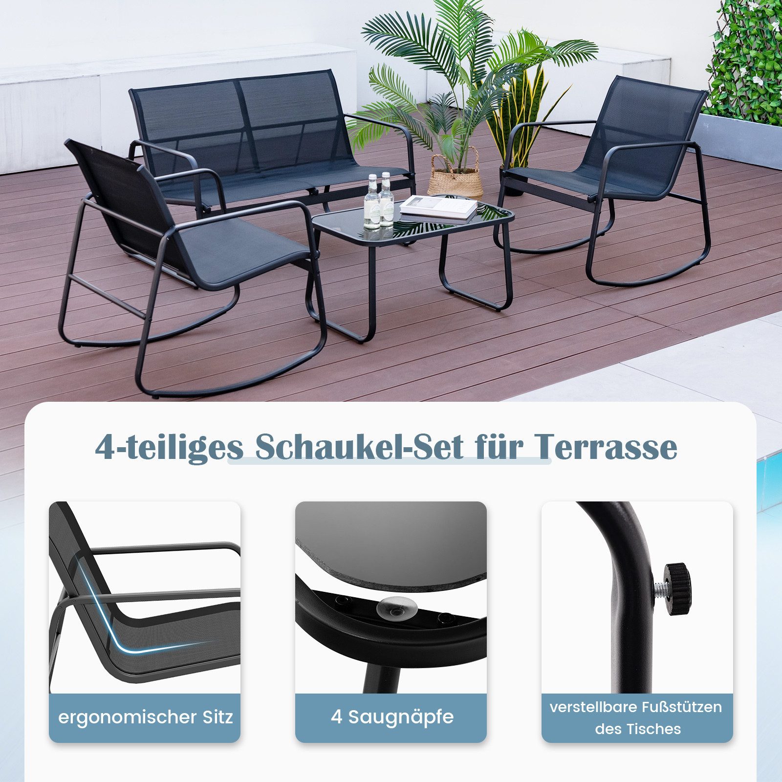 COSTWAY Balkonset, (4-tlg), Garten Sitzgruppe mit günstig online kaufen