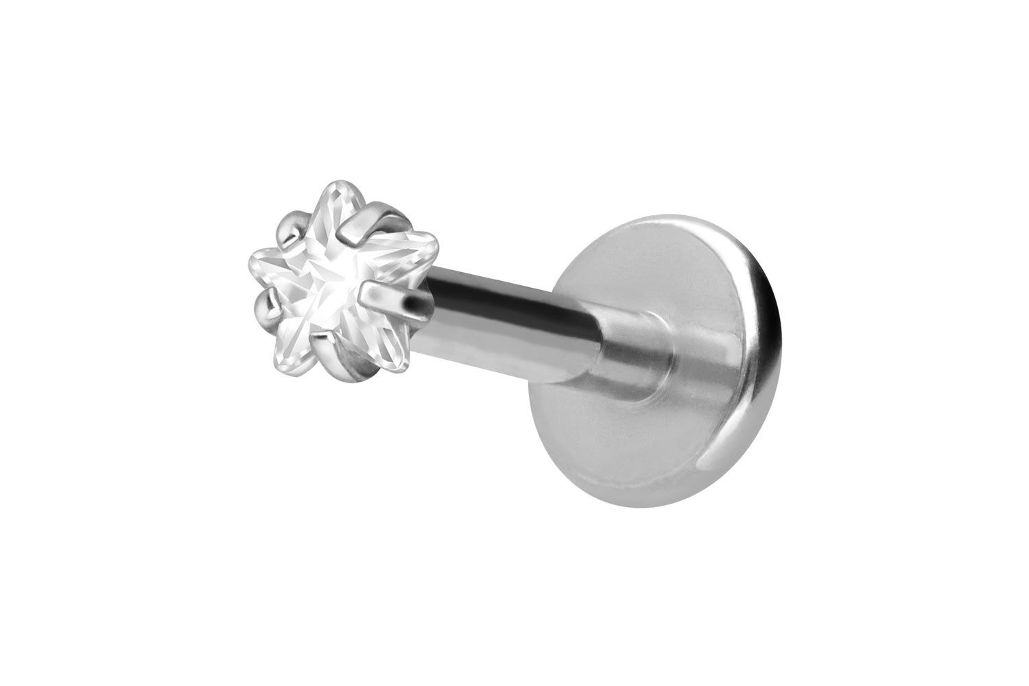 PIERCINGLINE Piercing-Set Titan Labret mit Innengewinde EINGEFASSTER KRISTALLSTERN (Labrets, 1-tlg)