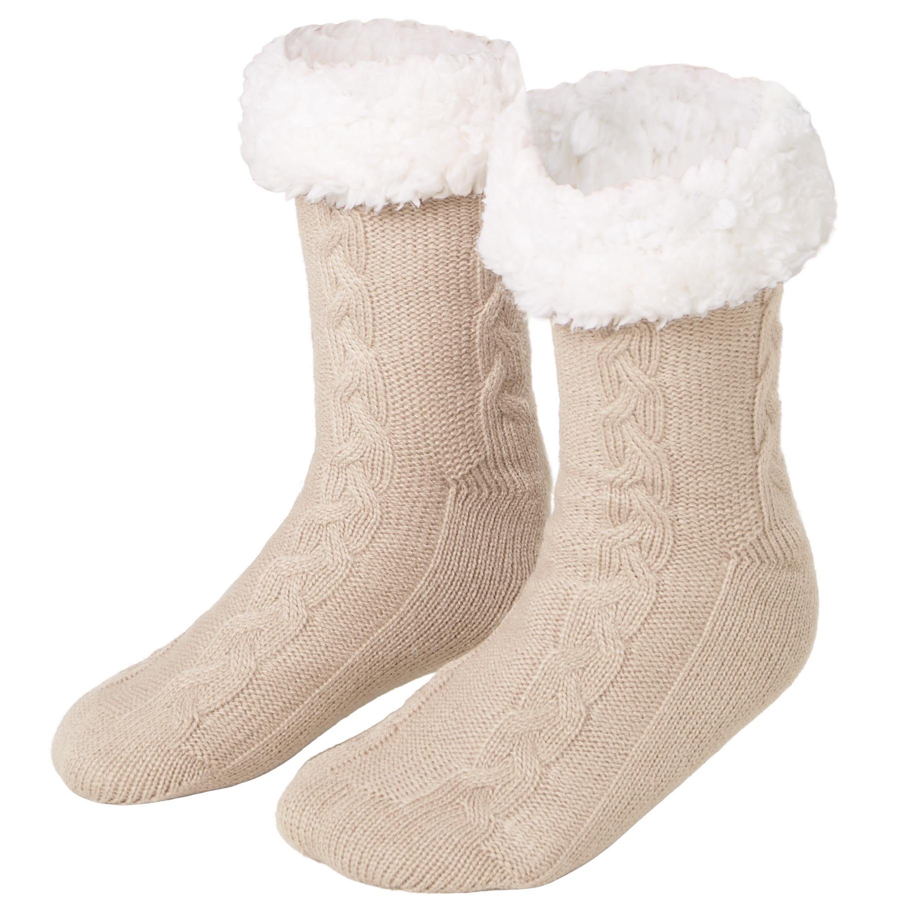 dressforfun Kuschelsocken Flauschsocken, Dickes Innenfutter und breiter Rand aus Plüsch (Haussocken, Konfektionsgröße 0 in beige) Atmungsaktiv und klimaregulier – Bild 2 von 2